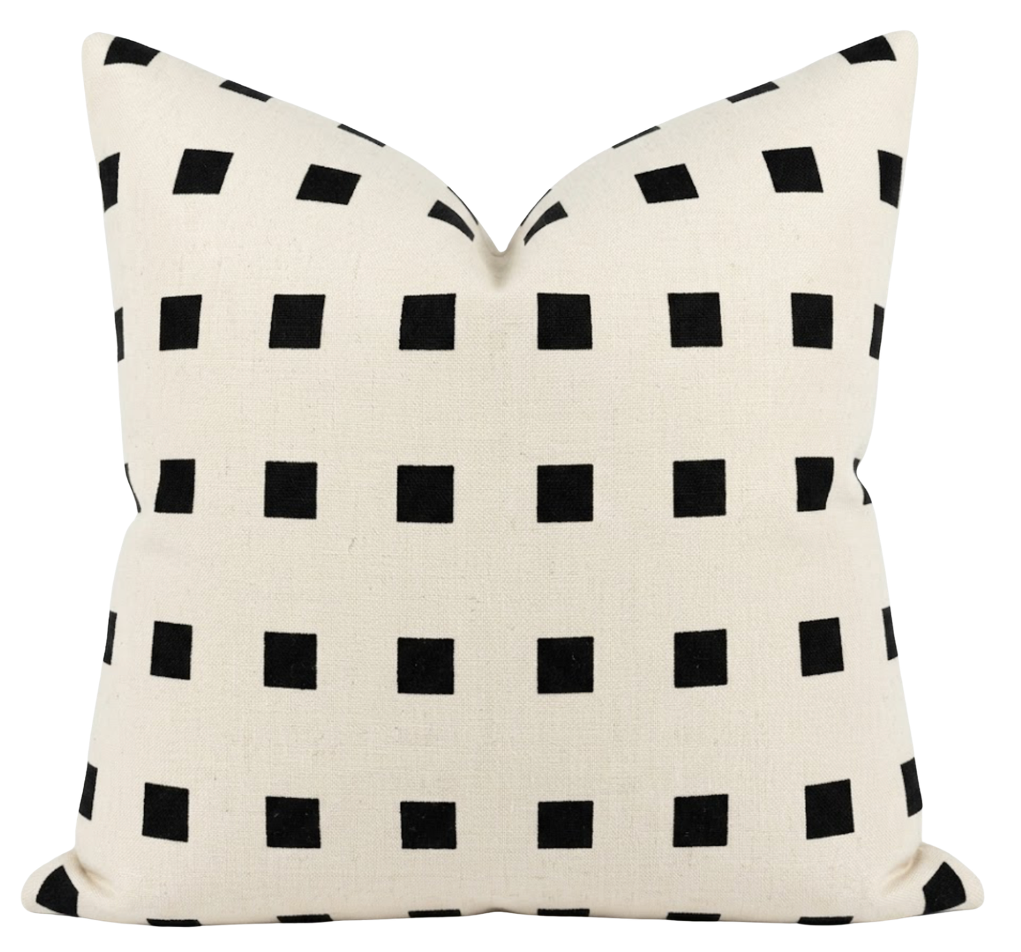 Chalet Embroidered Pillow Cover in Ivory and Black displayed on a neutral sofa