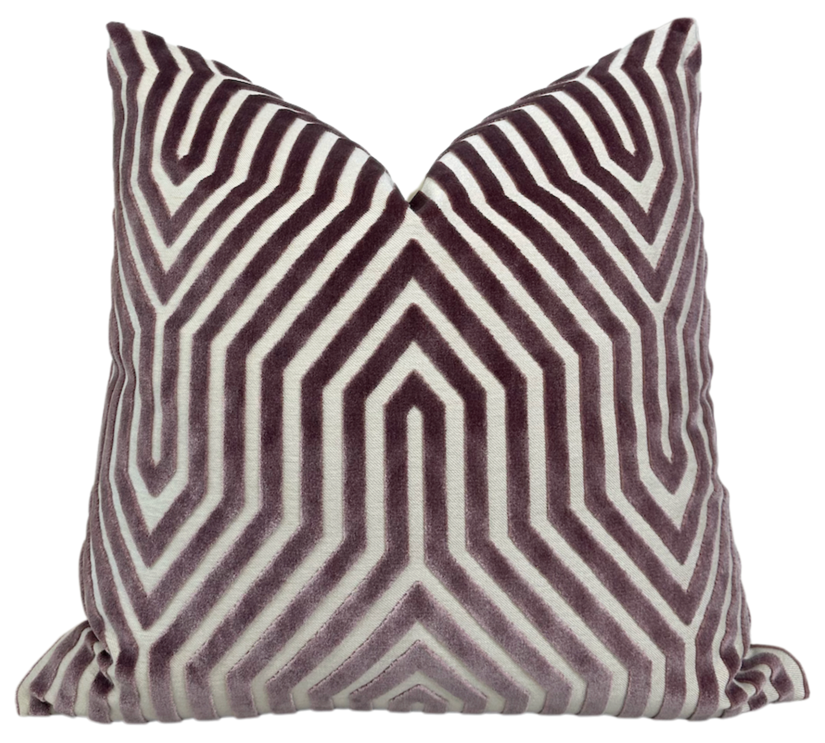 Vanderbilt Velvet Pillow Cover in Lilac, showing plush lilac velvet front and ivory back fabric options