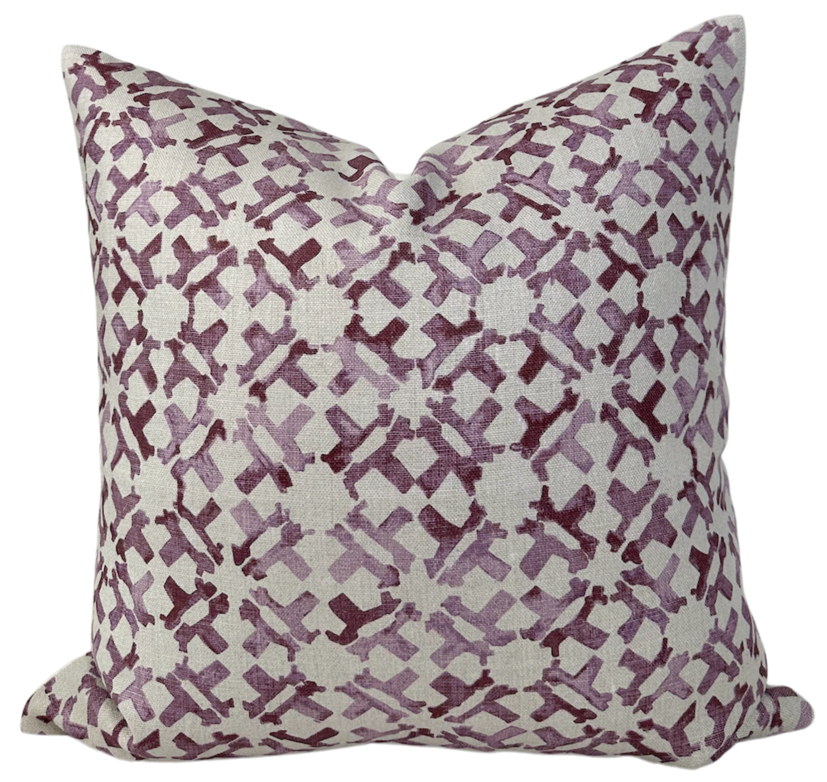 Orcha Pillow Cover in Pasha featuring a soft geometric print on the front with natural linen back