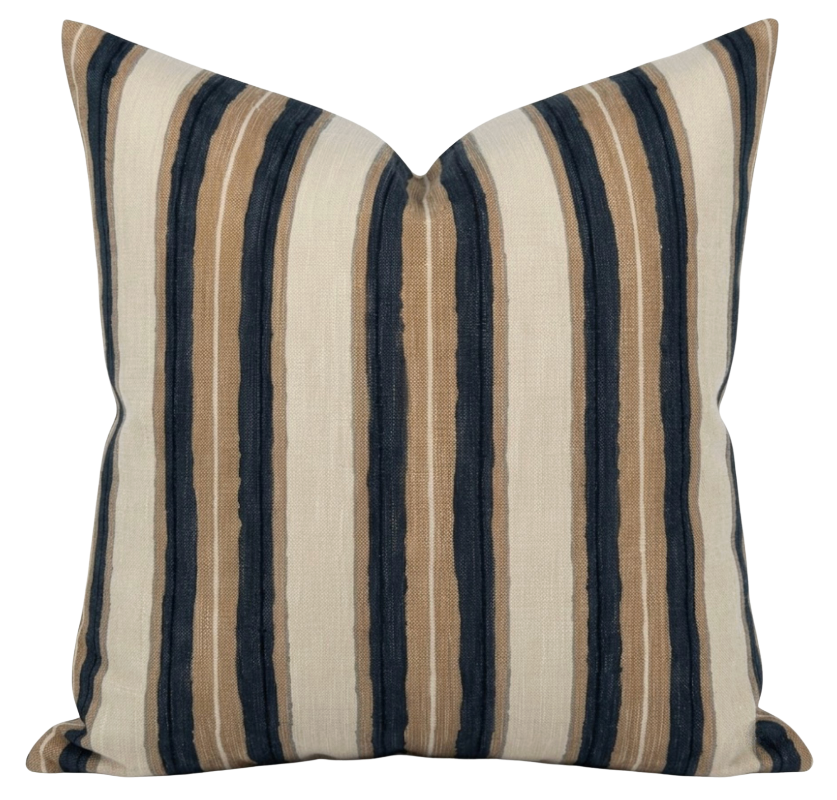 Shoreline Pillow Cover in Pebble featuring gray patterned fabric front and ivory back fabric displayed on a chair