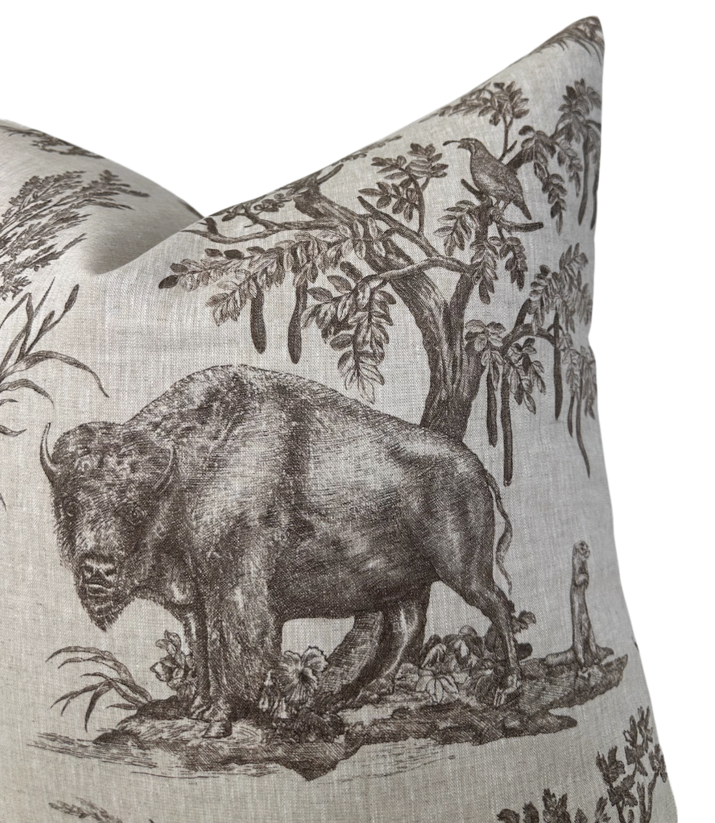 Western Toile Pillow Cover in Sepia Brown, Schumacher Textiles