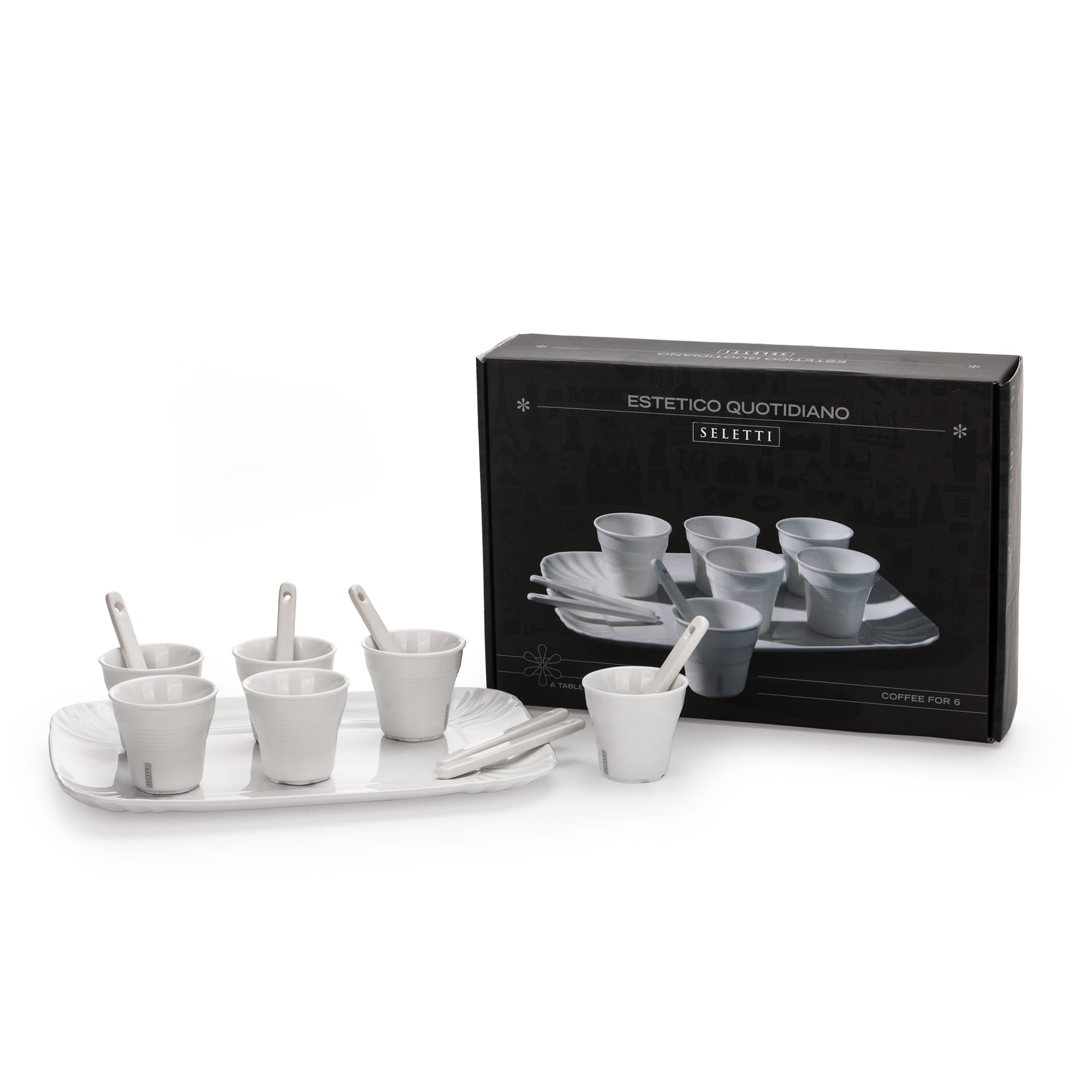 Estetico Quotidiano Coffee set of 6 Cups + 1 Tray by DEKOR - Resin Society
