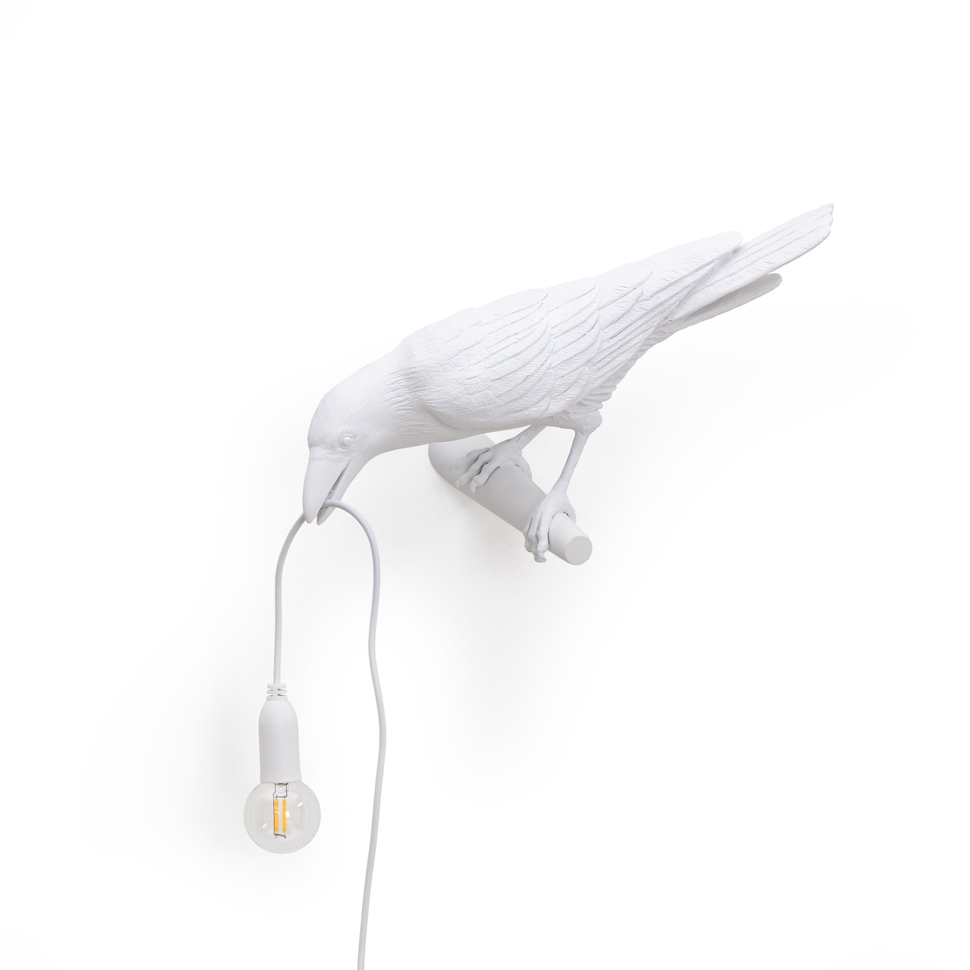 Bird Lamp White Looking Left by DEKOR - Resin Society