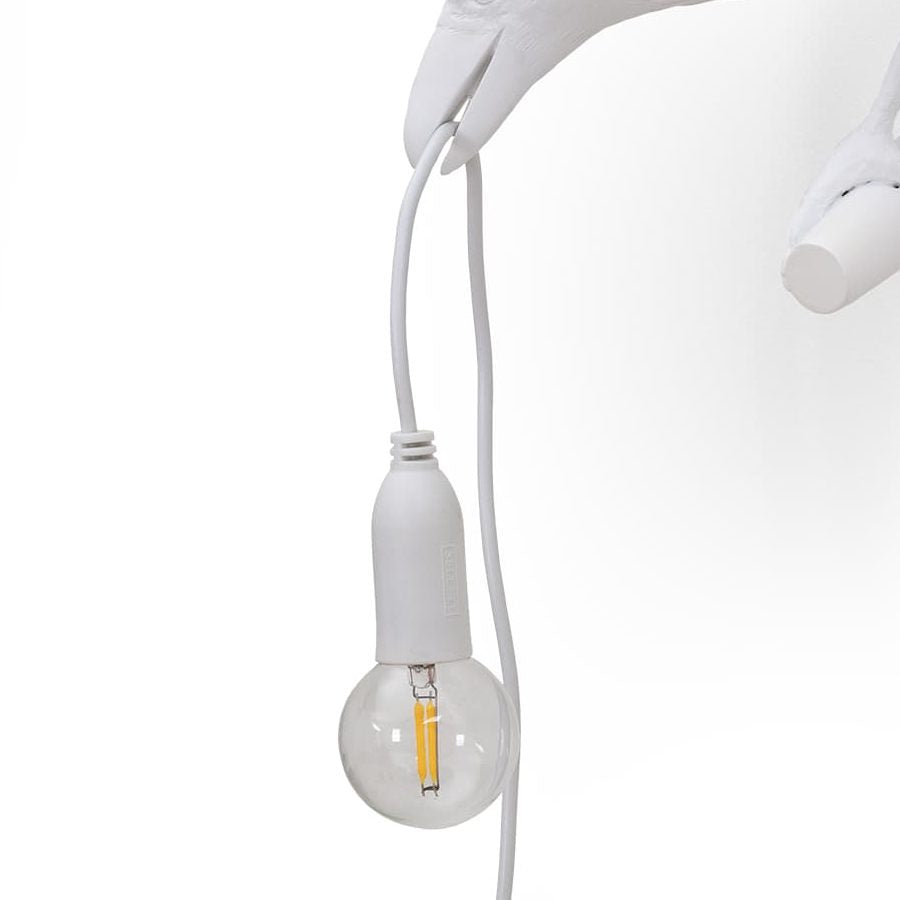 Bird Lamp White Looking Left detail image - Resin Society