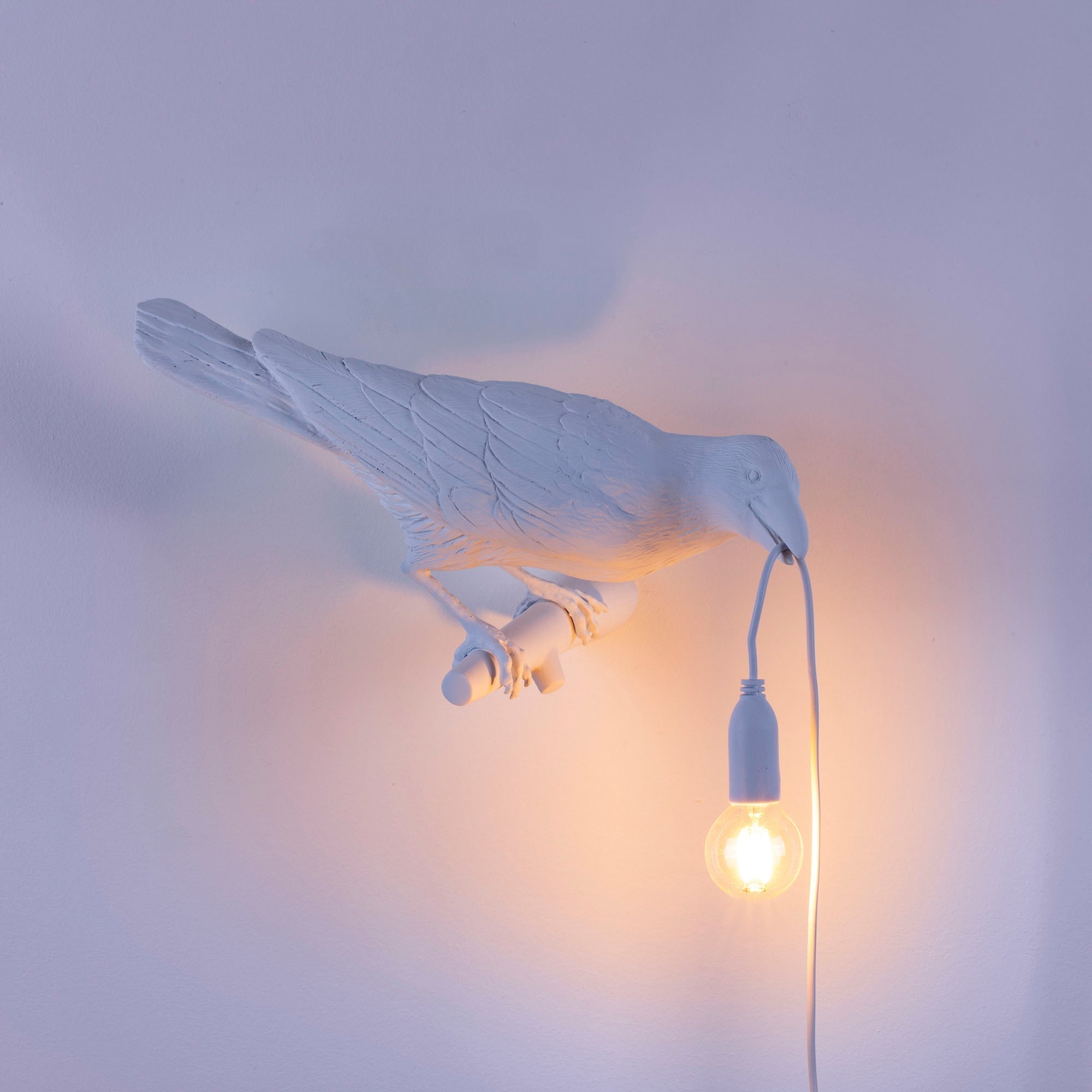 Bird Lamp White Looking Right detail image - Resin Society