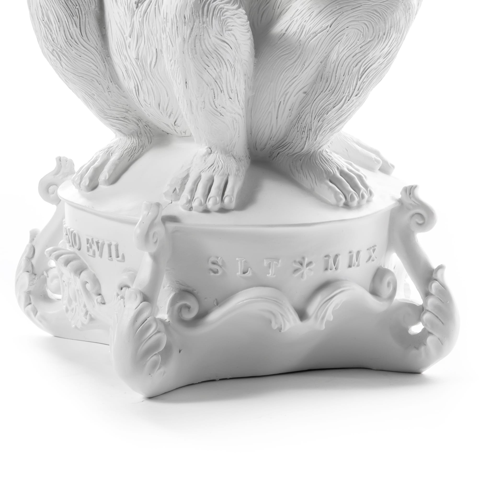 Giant Burlesque 3 Monkeys White detail image - Resin Society