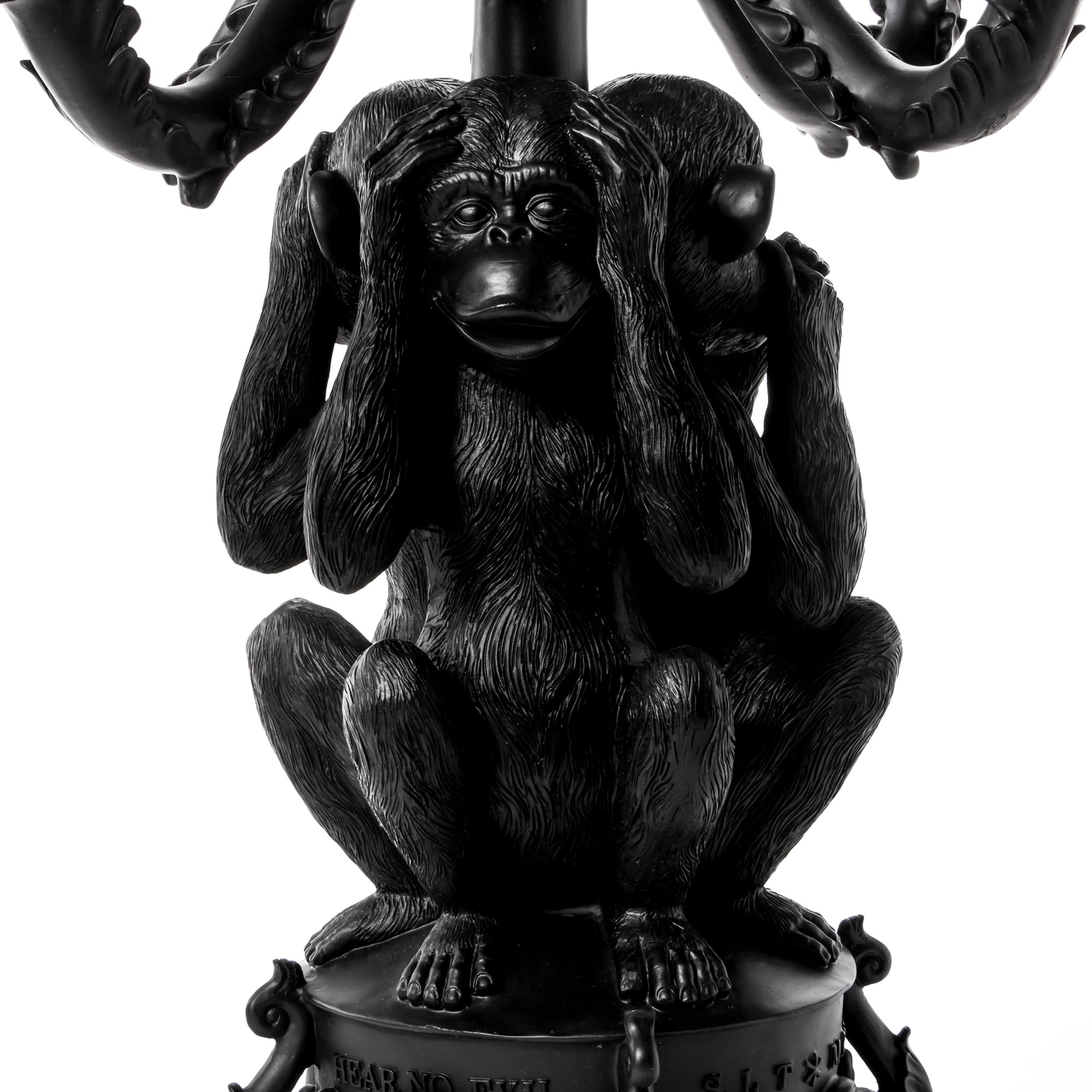 Giant Burlesque 3 Monkeys Black detail image - Resin Society