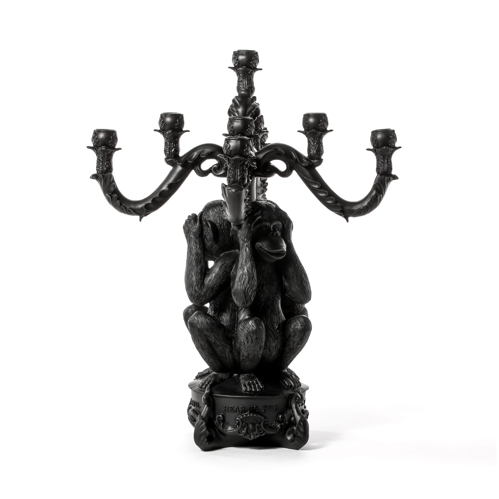 Giant Burlesque 3 Monkeys Black detail image - Resin Society