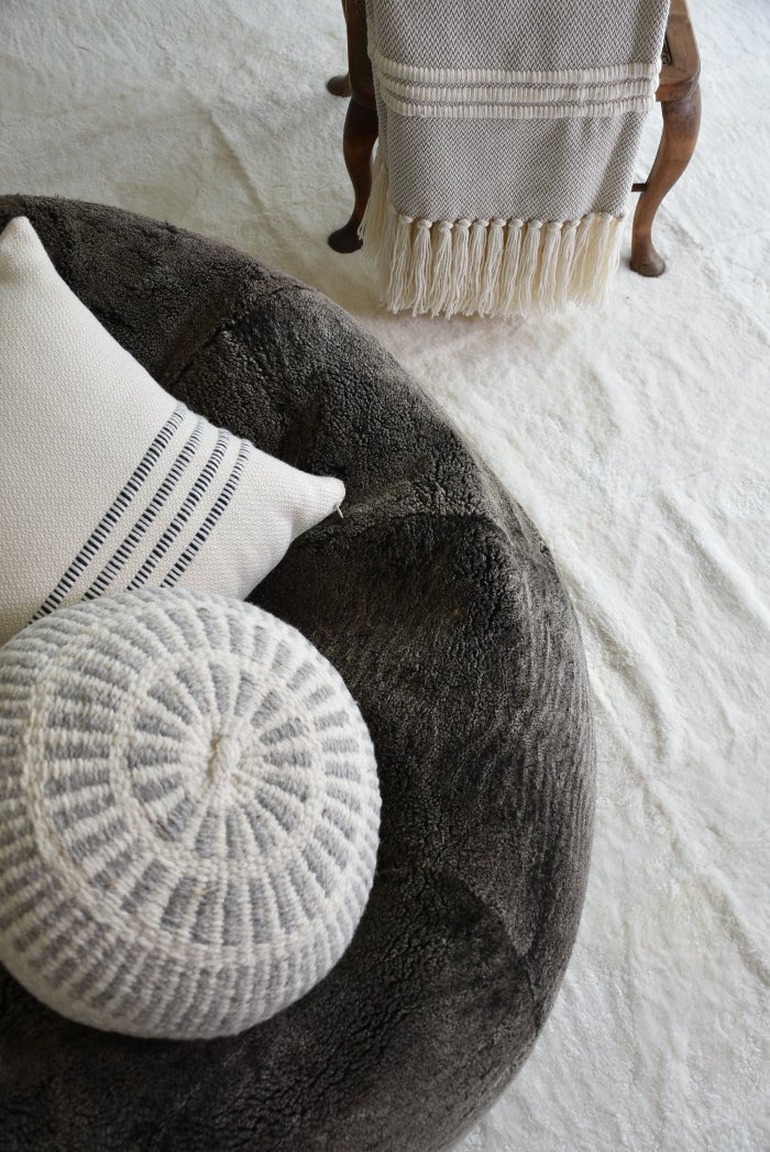 Merino Wool Striped Throw Pillow by Homelosophy
