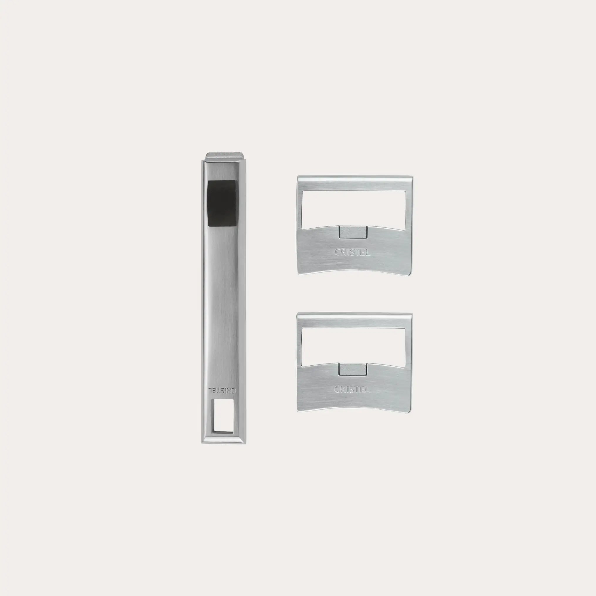 Set of stainless steel detachable kitchen handles including one long and two side handles