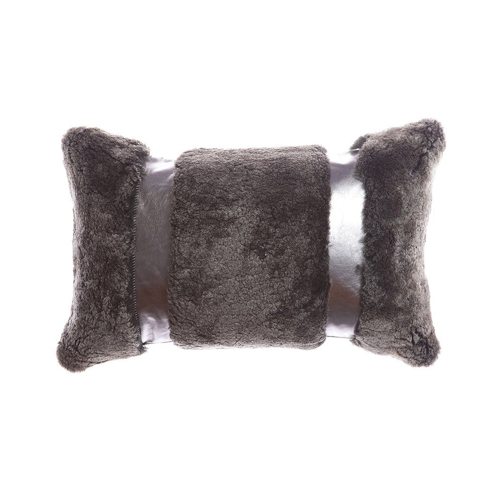 Shearling & Leather Lumbar Pillow by Homelosophy