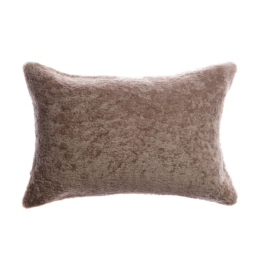 Shearling Taupe Lumbar Pillow by Homelosophy