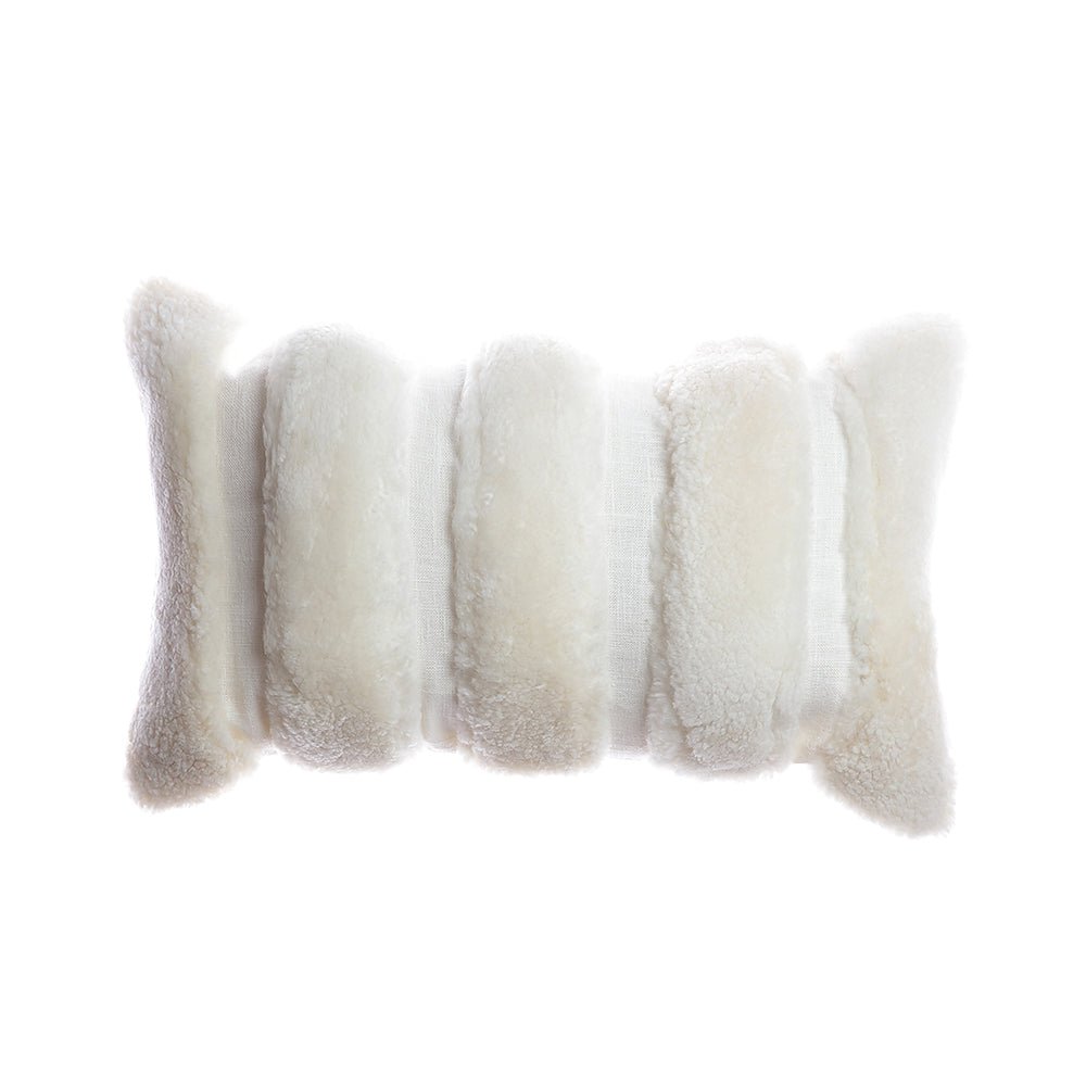 Shearling and Lino Stripes Lumbar Pillow by Homelosophy