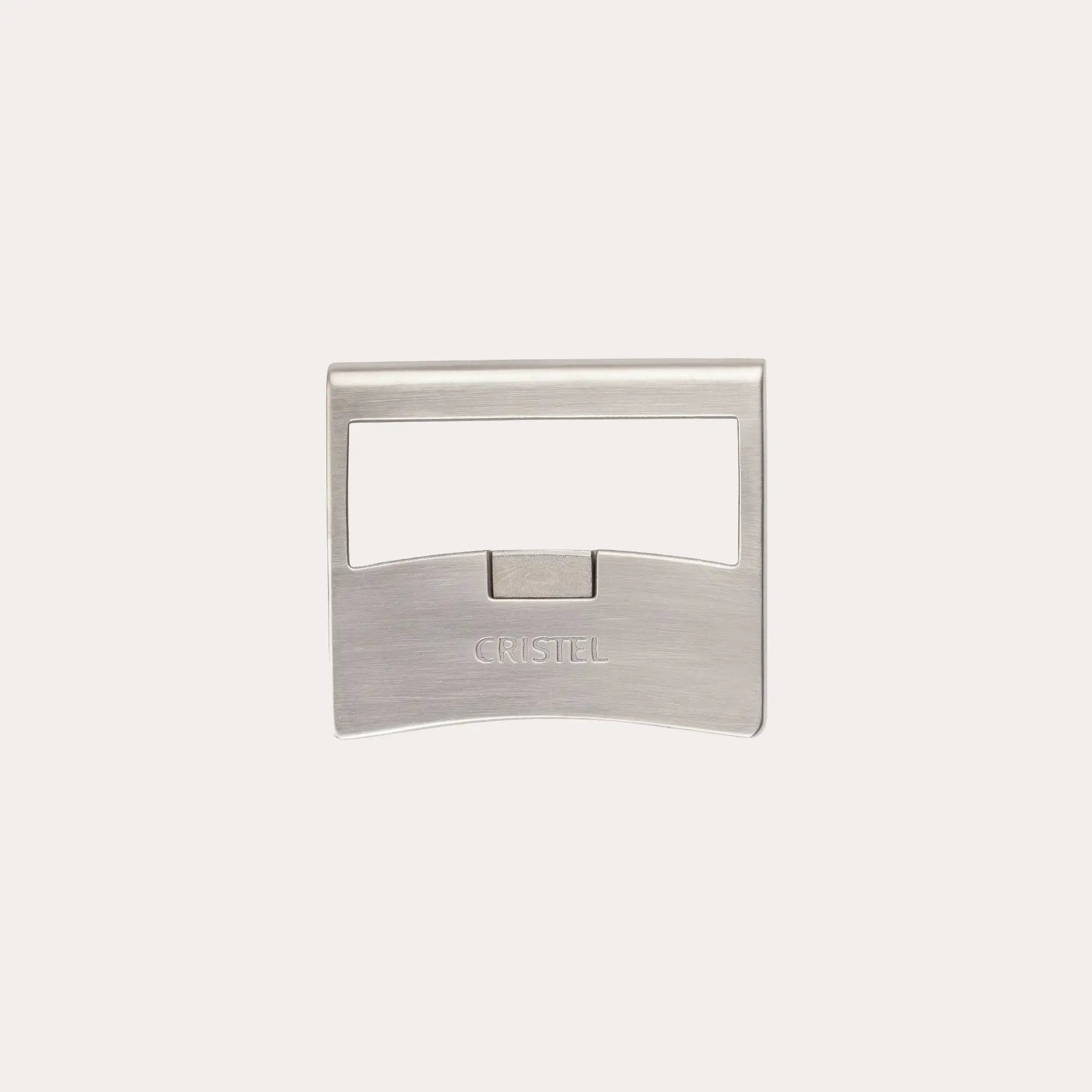 CRISTEL USA Stainless Steel Side Handle shown attached to cookware with brushed metal finish