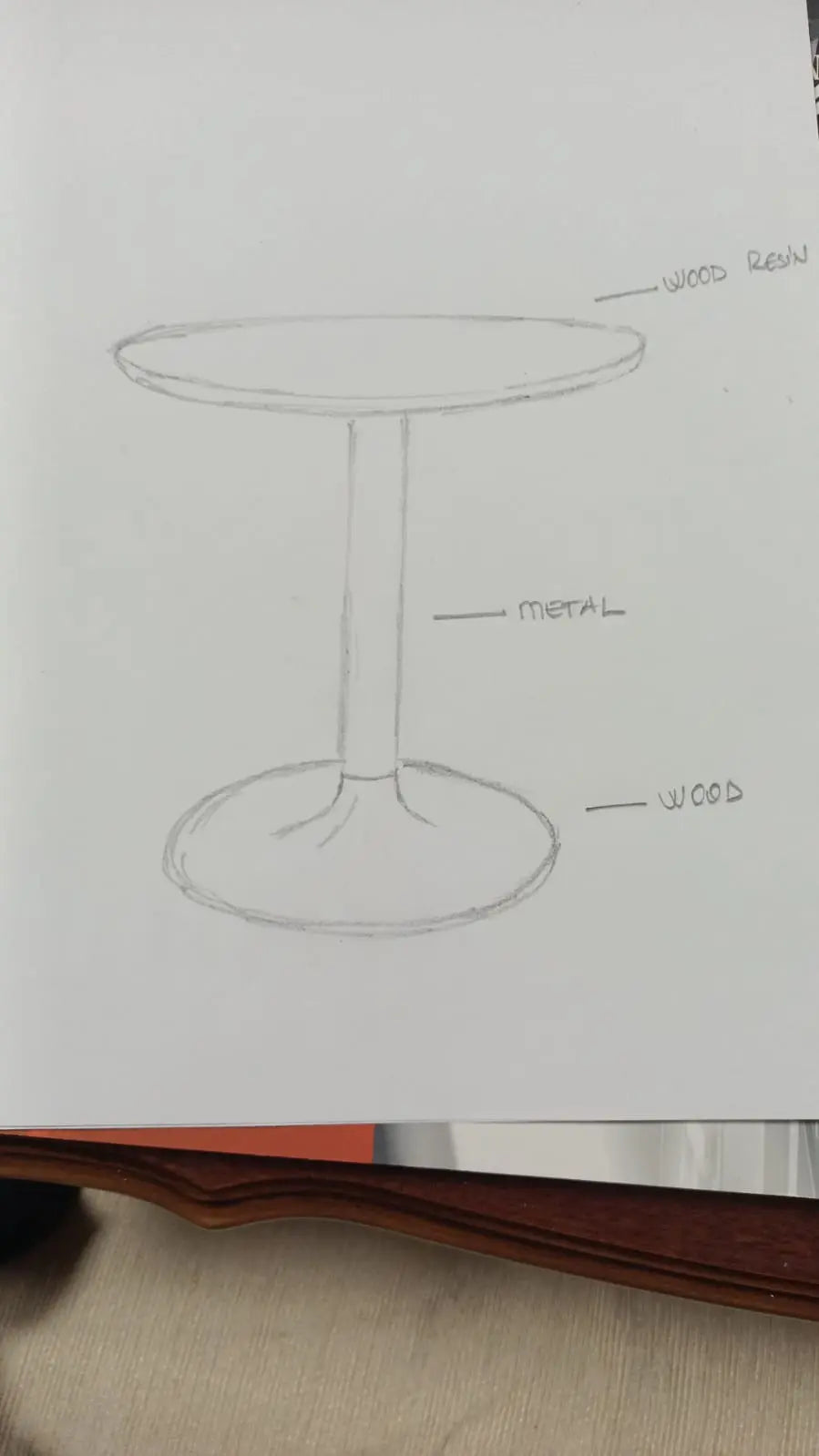 Custom round epoxy resin walnut dining table with wood and metal base