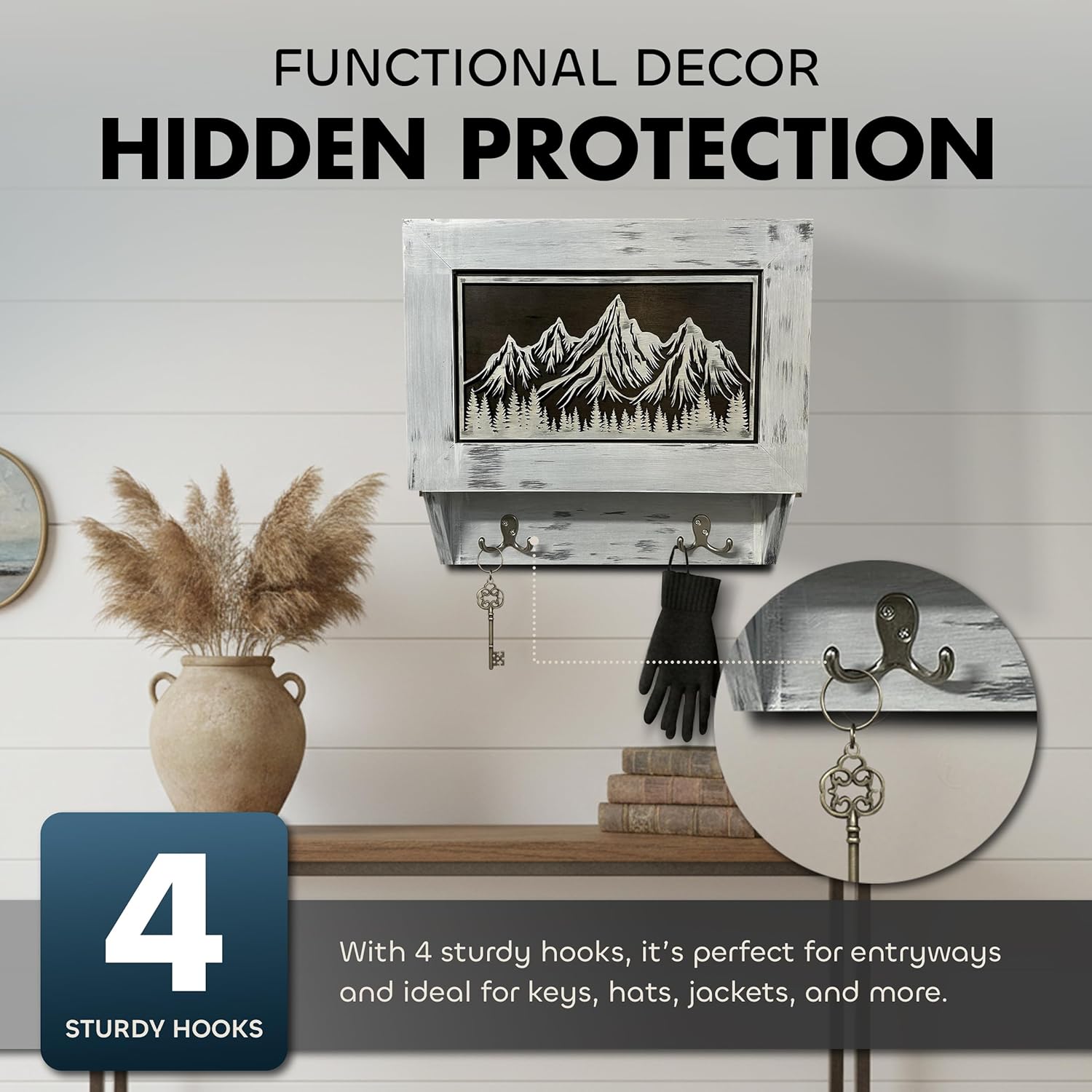Hidden Gun Safe Coat Rack Snow Mountain Wall Decoration Concealed Shelf by Bellewood Designs - product image 2 for Resin Society
