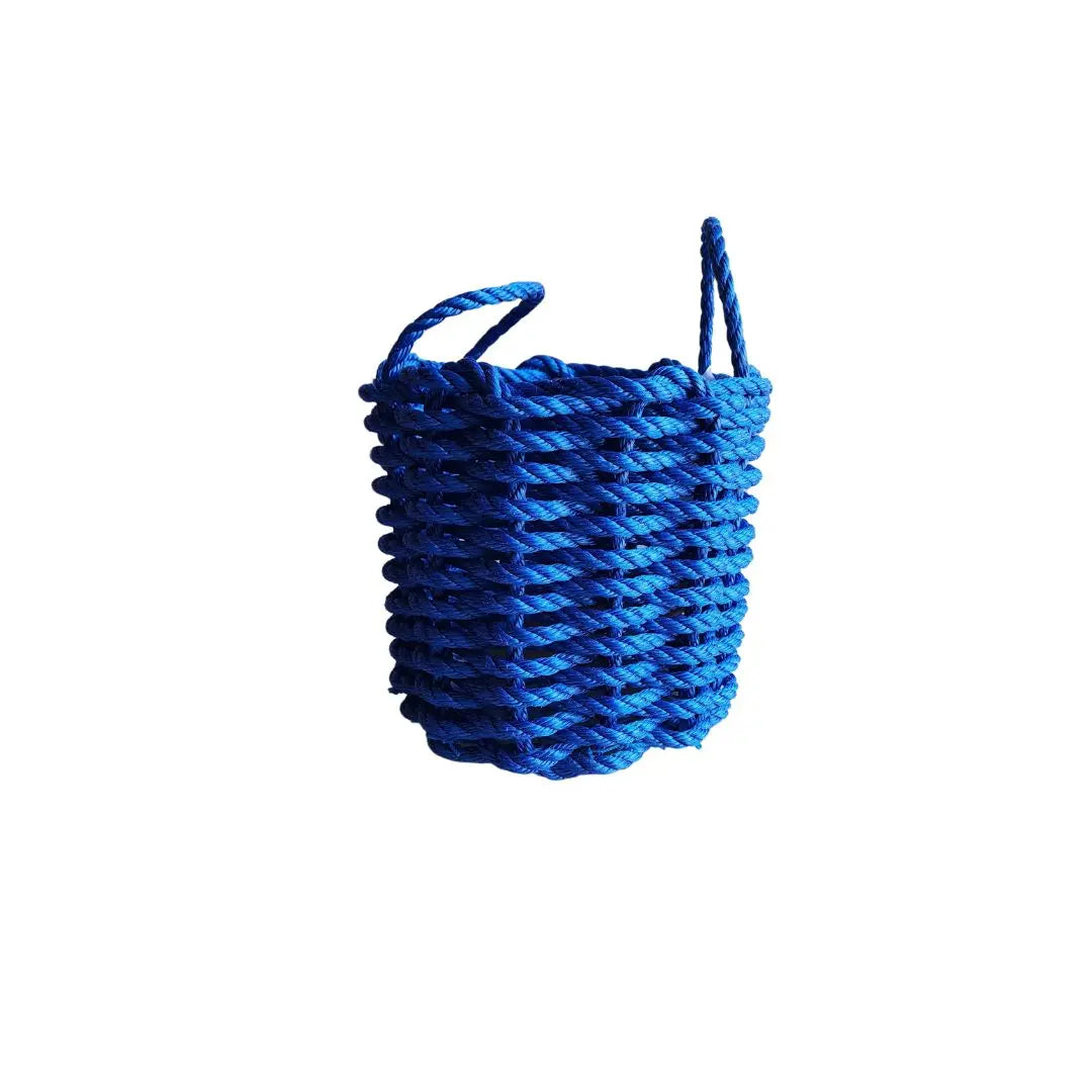 Handmade solid color Maine lobster rope basket in various sizes and colors