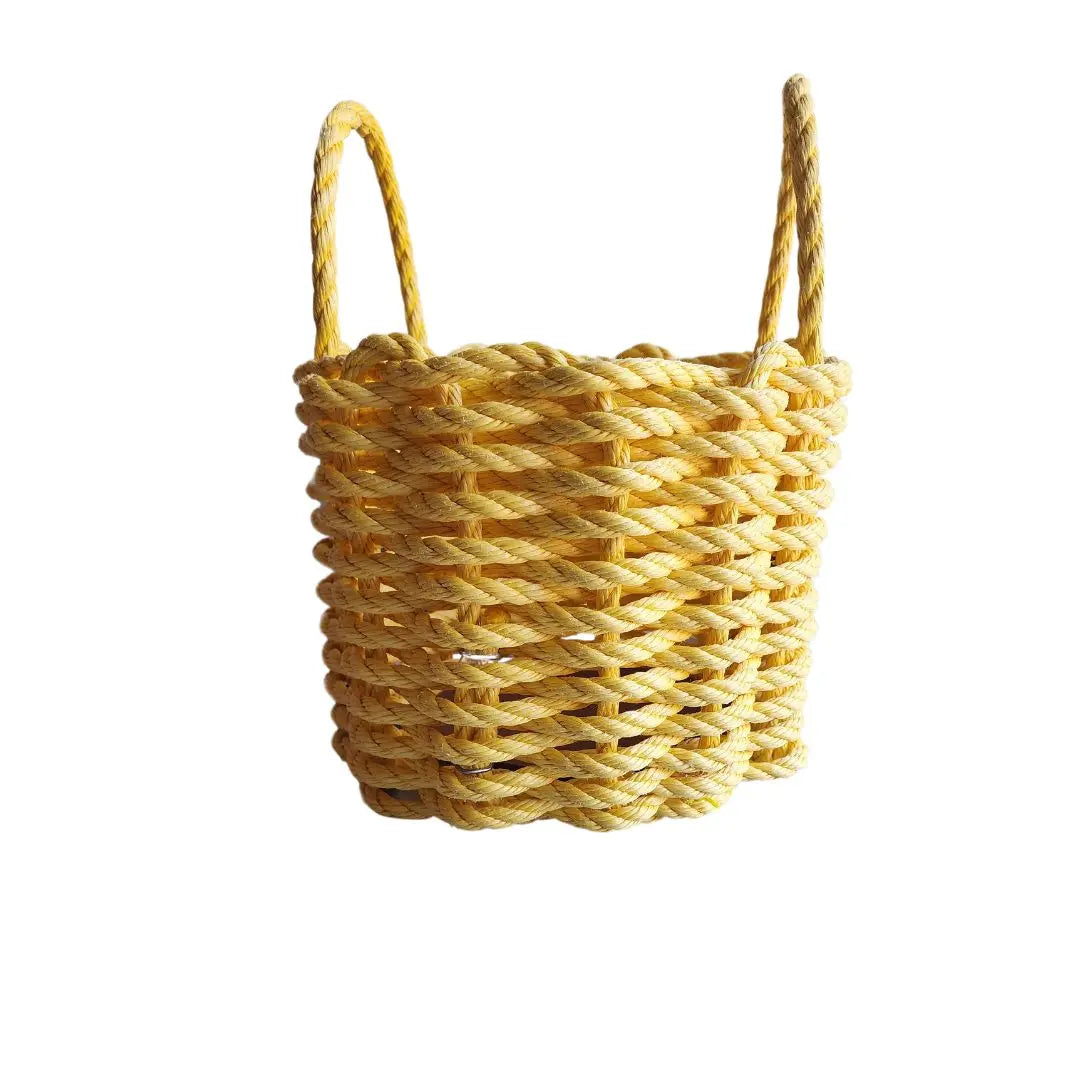 Handmade solid color Maine lobster rope basket in various sizes and colors