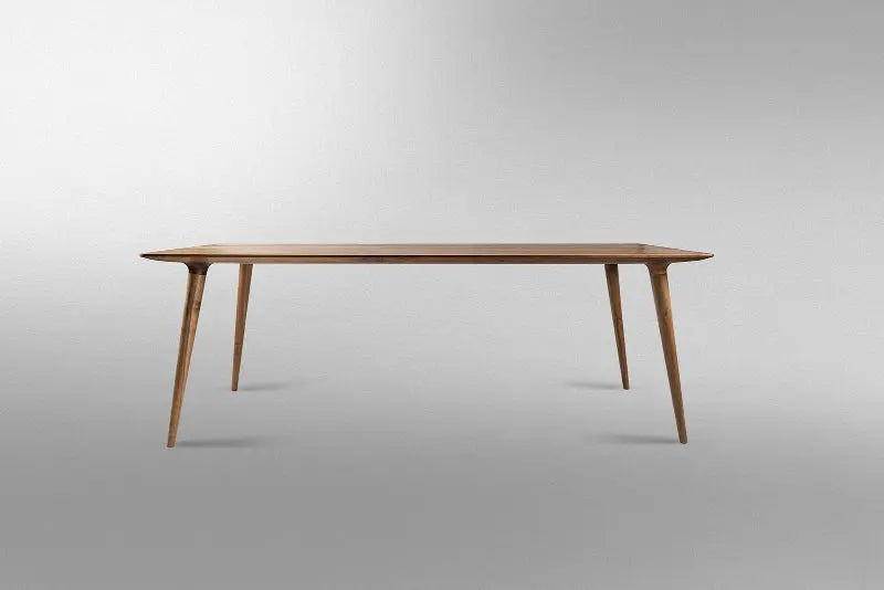 Edge glued solid hardwood dining table with natural wood grain and smooth surface