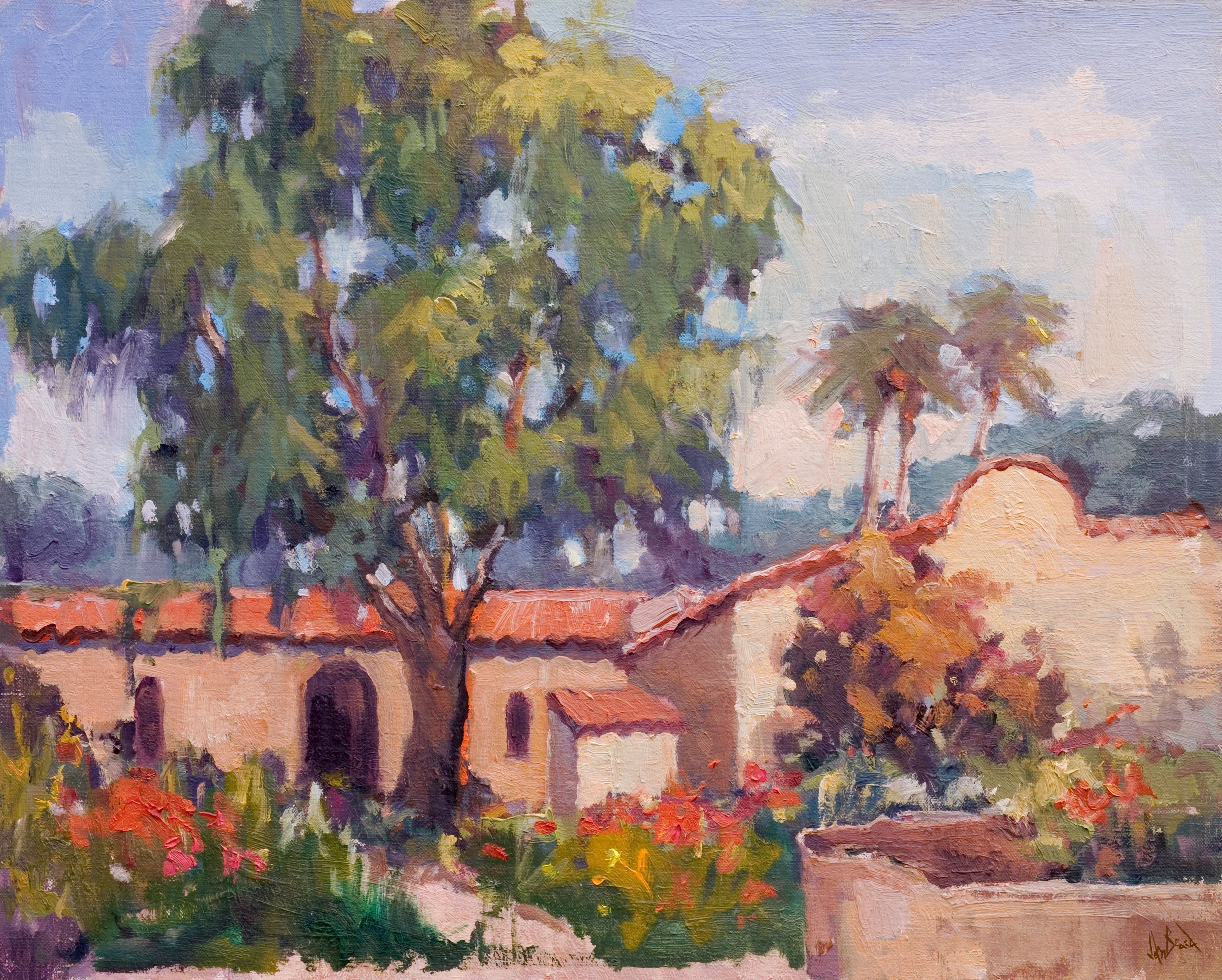 Spanish Tiles Artist Enhanced Canvas Print by John Beard Collection - main product image for Resin Society