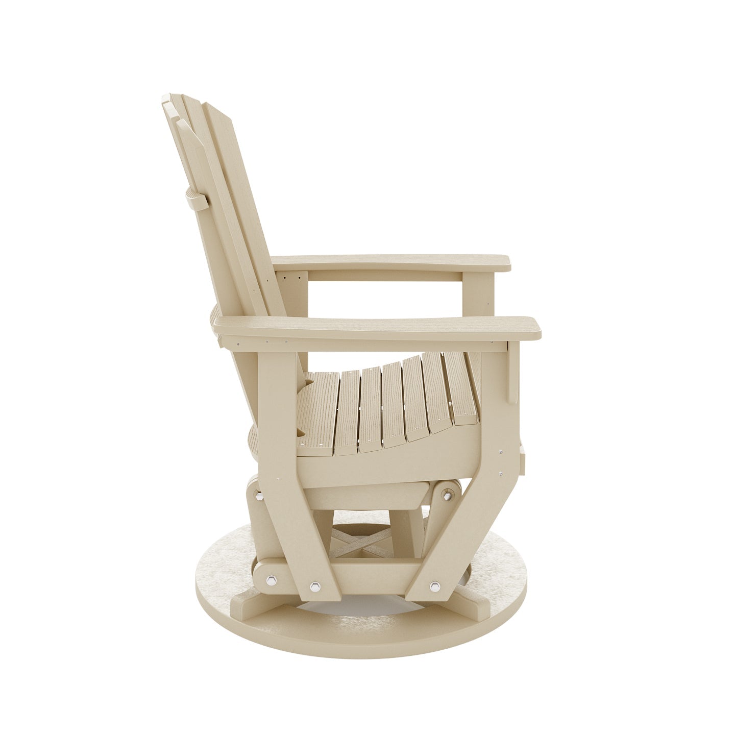 SoPoly St Simons Swivel Glider Chair in various colors showing fan-back Adirondack style and swivel gliding feature