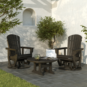 SoPoly St Simons Swivel Glider Chair in various colors showing fan-back Adirondack style and swivel gliding feature