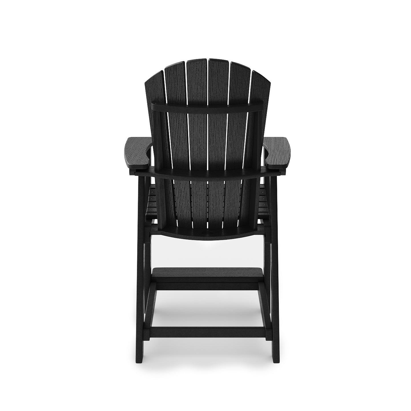 SoPoly St Simons Fan Back Counter Chair in Black showing front and side views