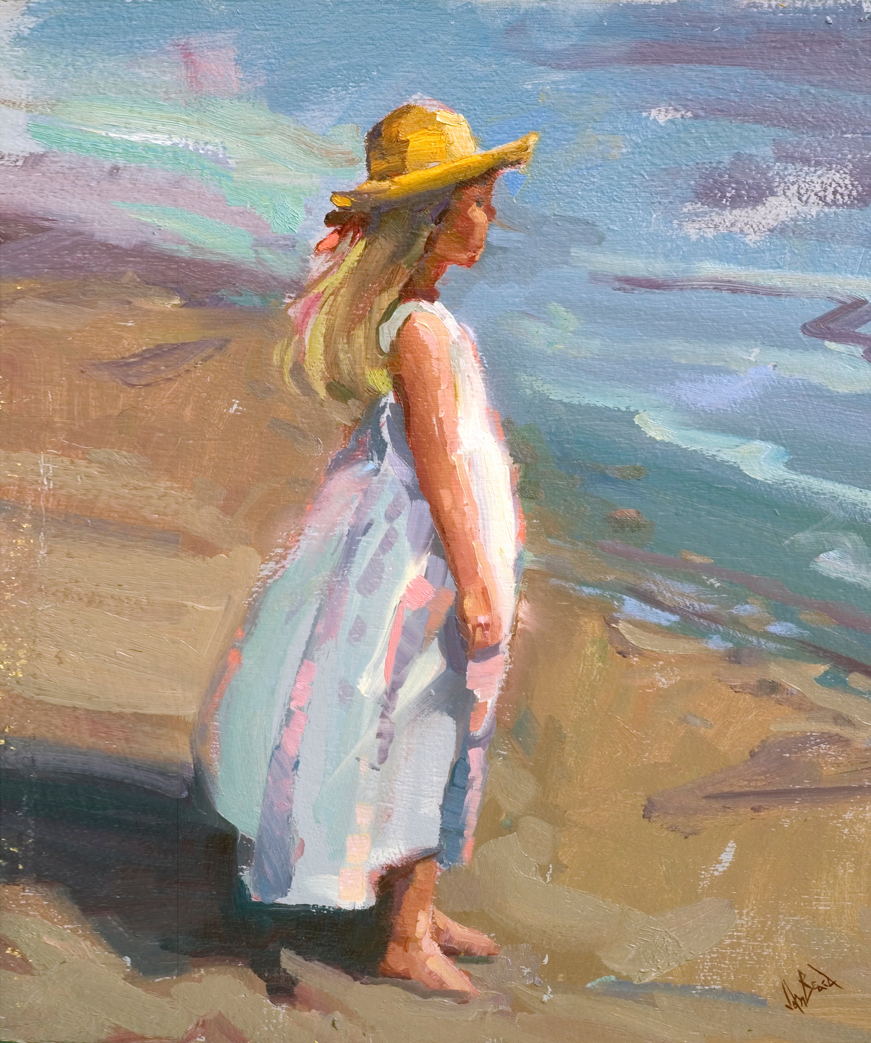 Straw Hat Artist Enhanced Canvas Print by John Beard Collection - main product image for Resin Society