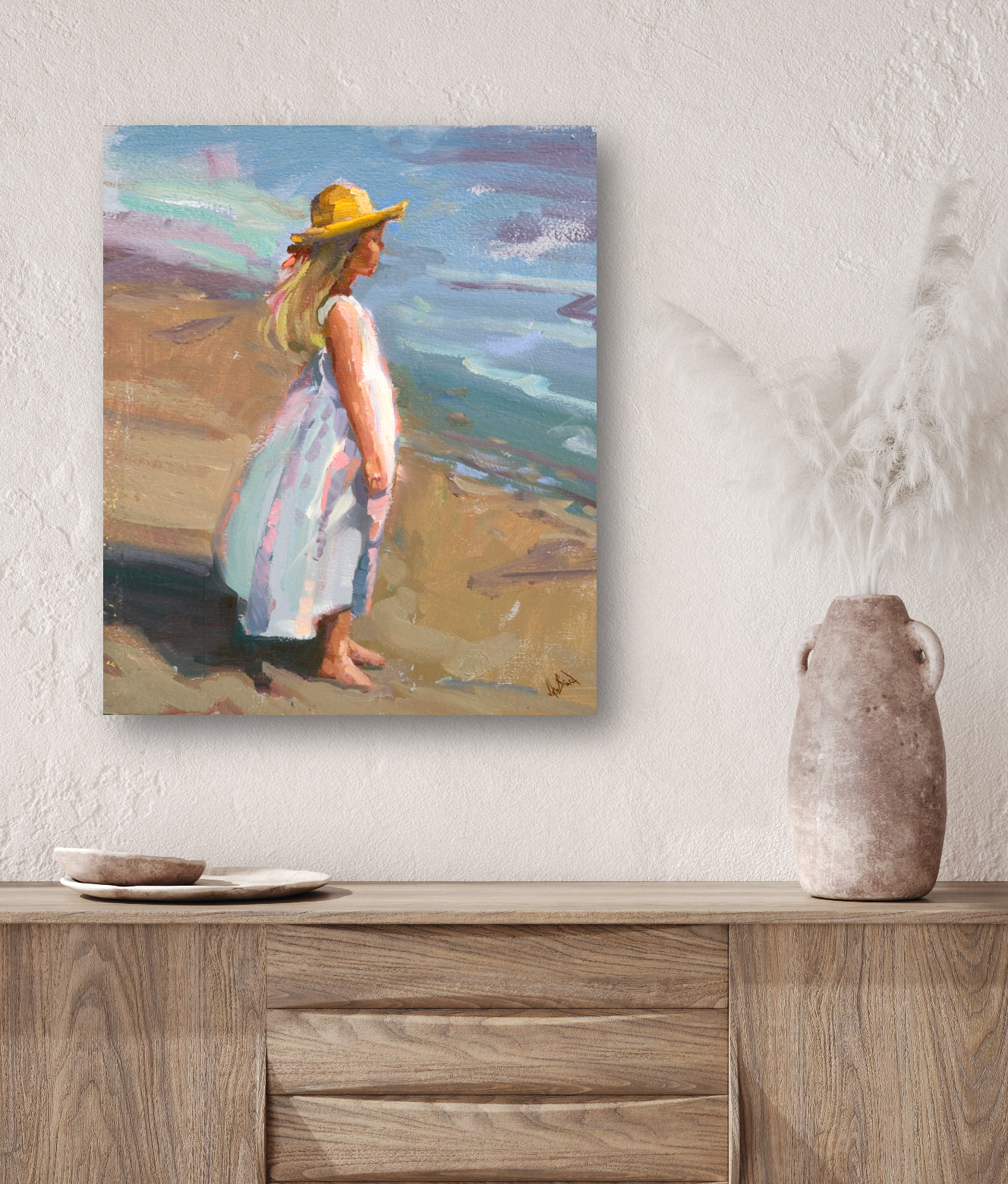 Straw Hat Artist Enhanced Canvas Print by John Beard Collection - product image 3 for Resin Society