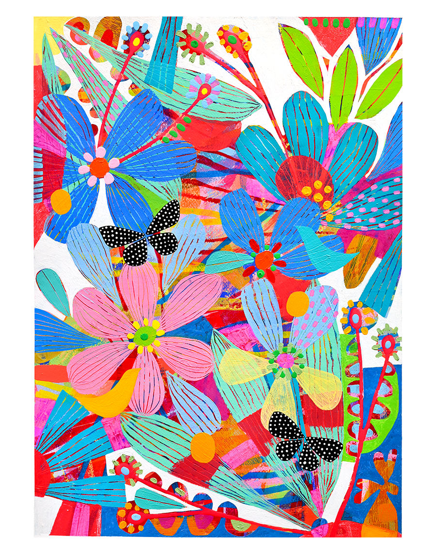 LIMA PRINT visual artwork by Marianne Angeli Rodriguez Gallery showing vibrant, large-scale contemporary abstract floral composition