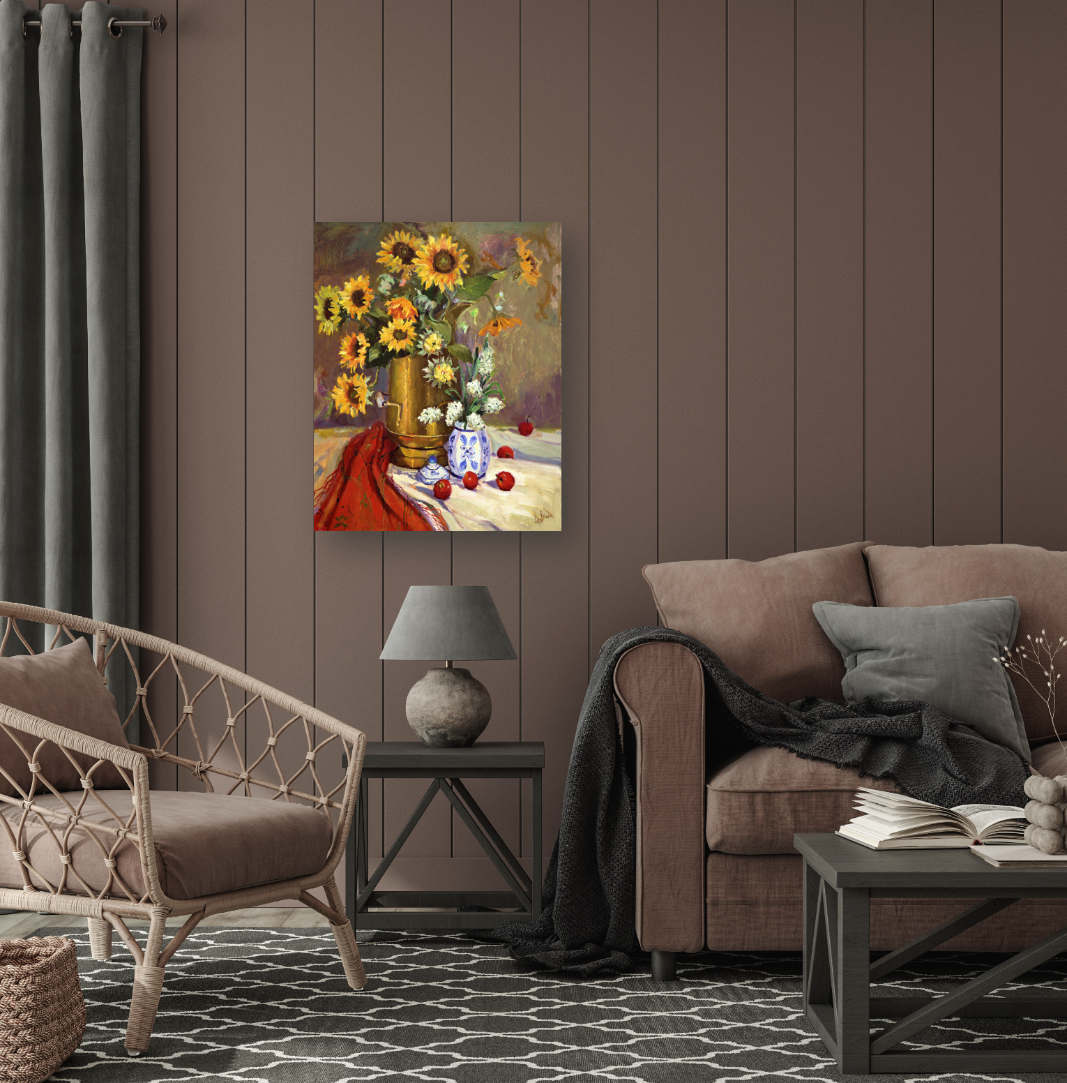 Dark Sunflowers Artist Enhanced Canvas Print by John Beard Collection - product image 2 for Resin Society