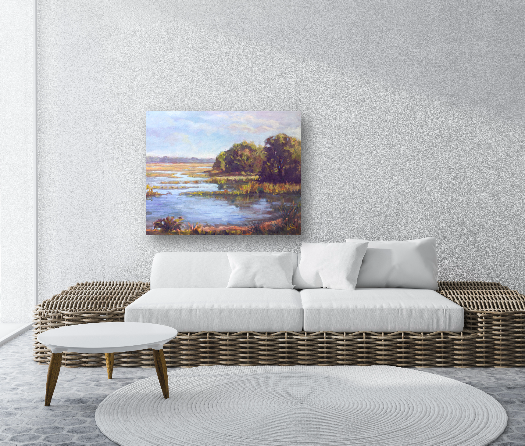 Sunlit Marsh Artist Enhanced Canvas Print by John Beard Collection - product image 2 for Resin Society