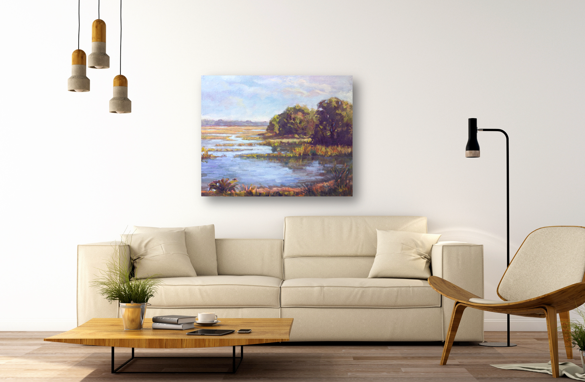 Sunlit Marsh Artist Enhanced Canvas Print by John Beard Collection - product image 3 for Resin Society