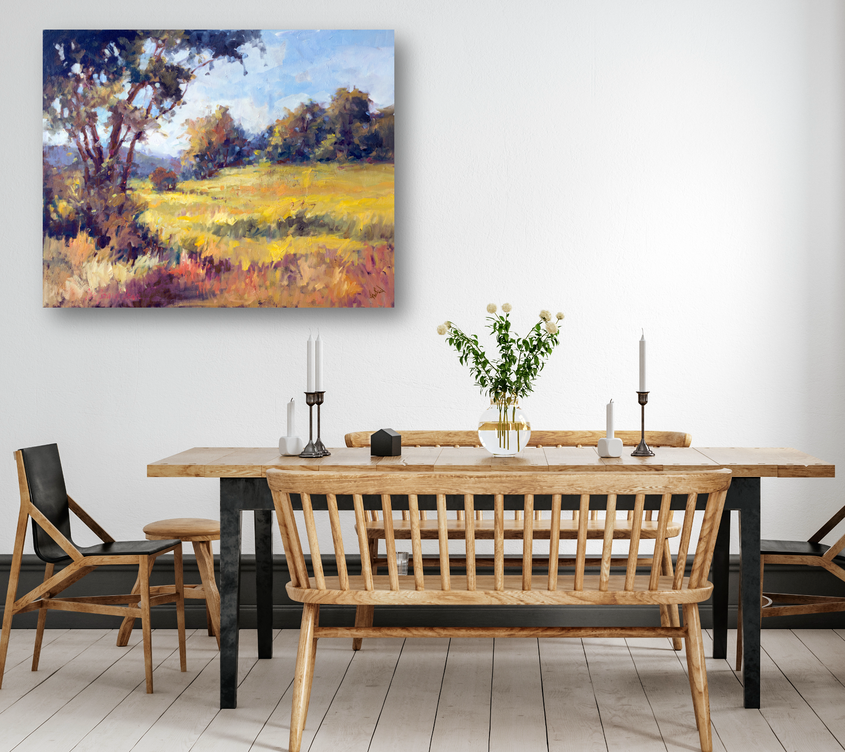 Sunlit Meadow Artist Enhanced Canvas Print by John Beard Collection - product image 3 for Resin Society