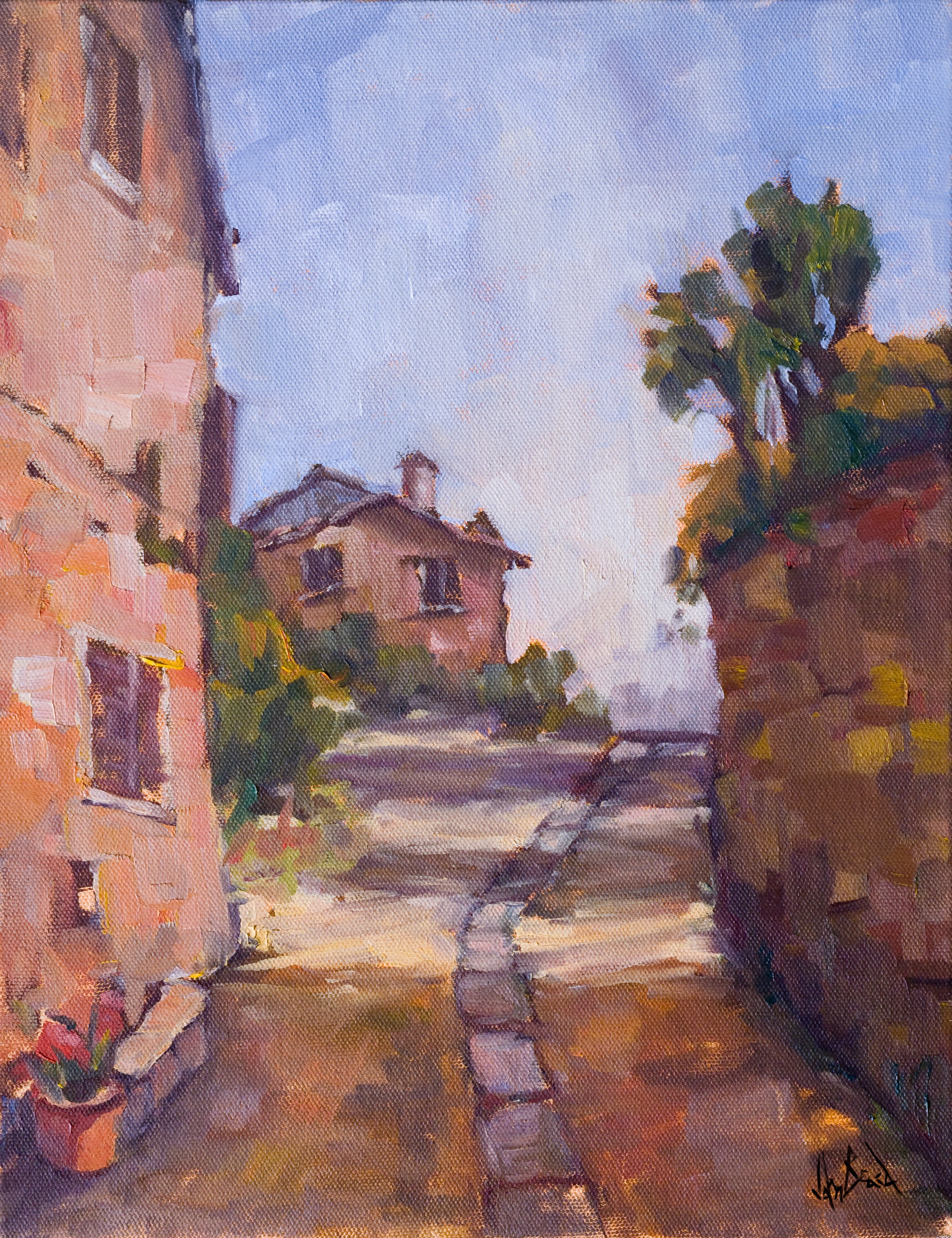 Sunlit Path Artist Enhanced Canvas Print showing soft coastal landscape in warm tones