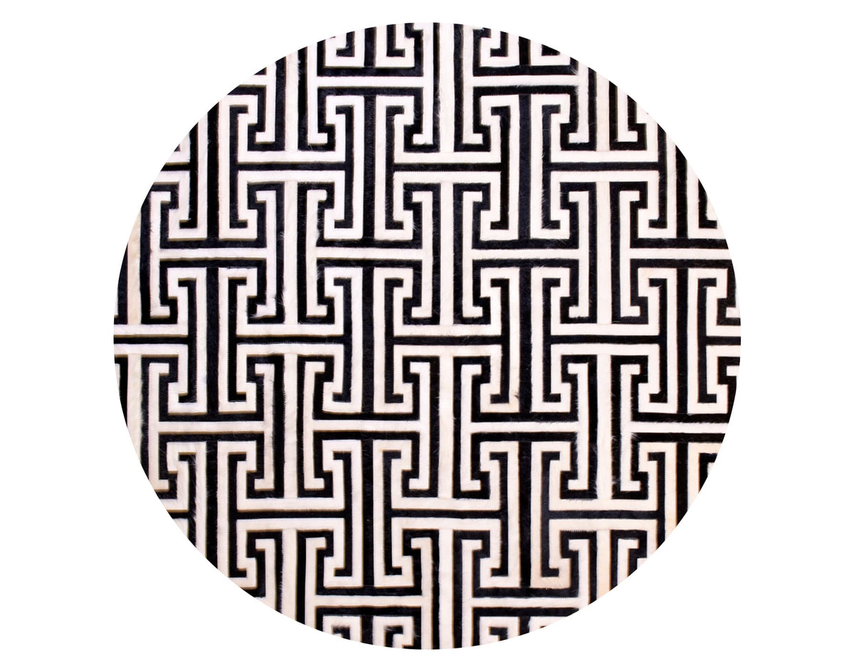 T Model – Maze-Inspired Cowhide Patch Rug by Homelosophy