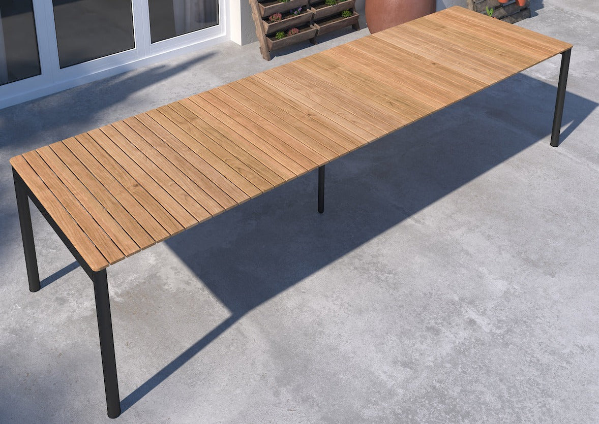 Topaz Dark Teak and Aluminum Rectangular Extendable Table by LifestyleGarden US - main product image for Resin Society