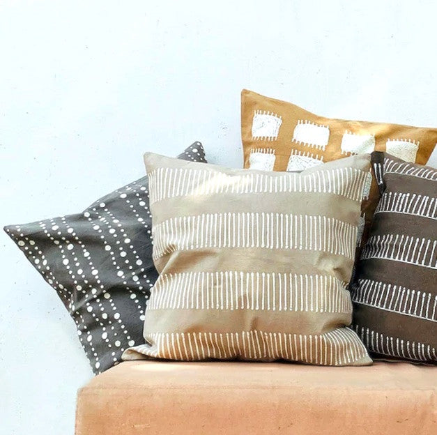 Tribal Cloth Lunar Dots Grey Pillow Cover by Mbare Ltd - product image 2 for Resin Society