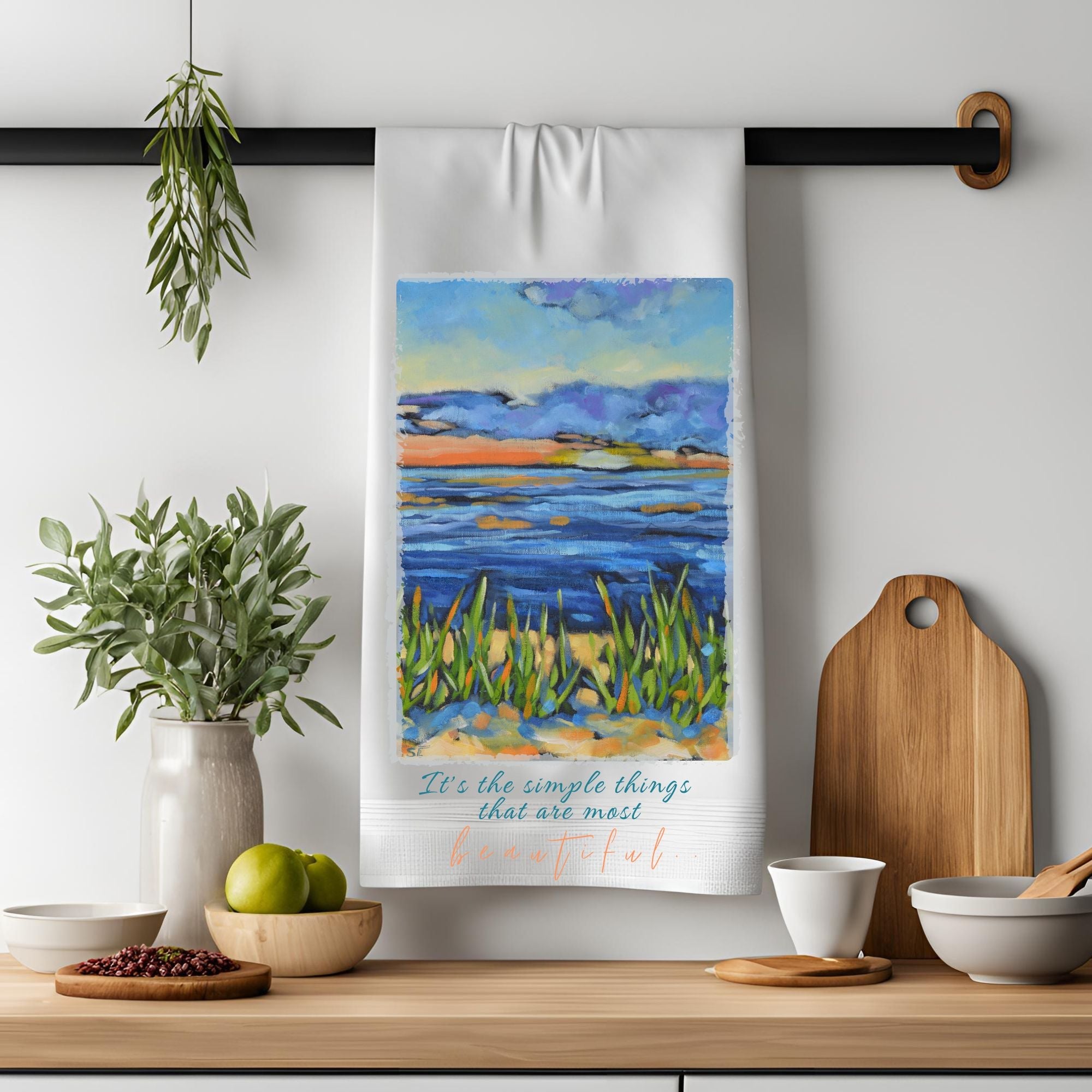 Dish Towel - "Beach Sunset Kitchen Towel" by Dreese Fine Art - Resin Society