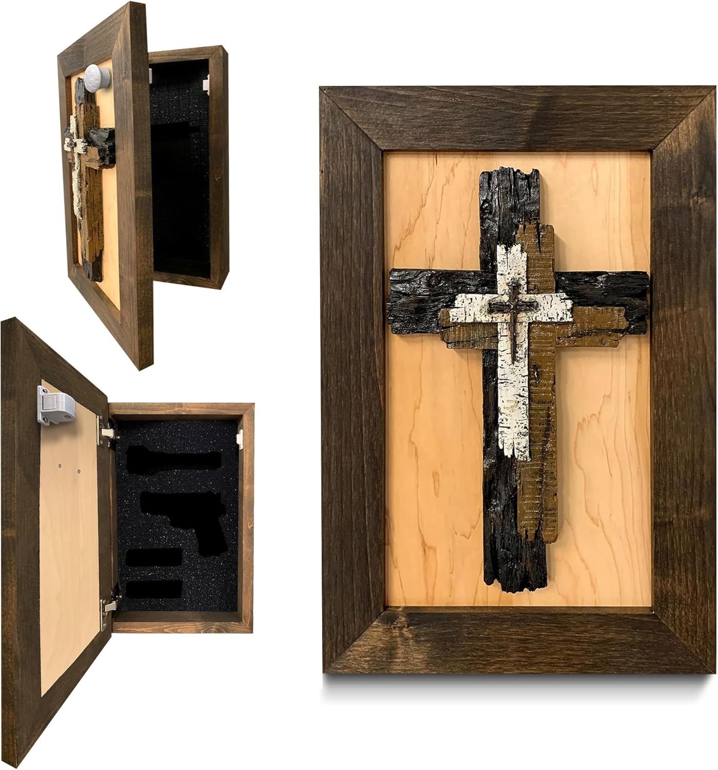 Three Layered Cross Decorative Wall-Mounted Secure Gun Cabinet by Bellewood Designs - main product image for Resin Society