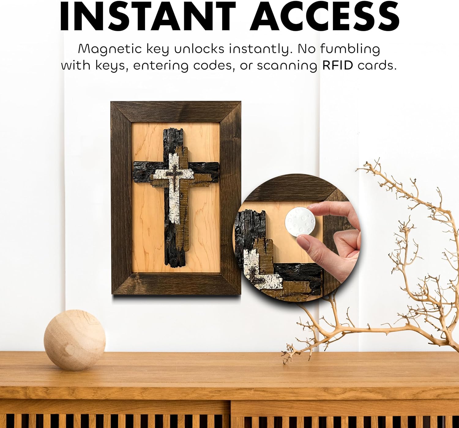 Three Layered Cross Decorative Wall-Mounted Secure Gun Cabinet by Bellewood Designs - product image 3 for Resin Society