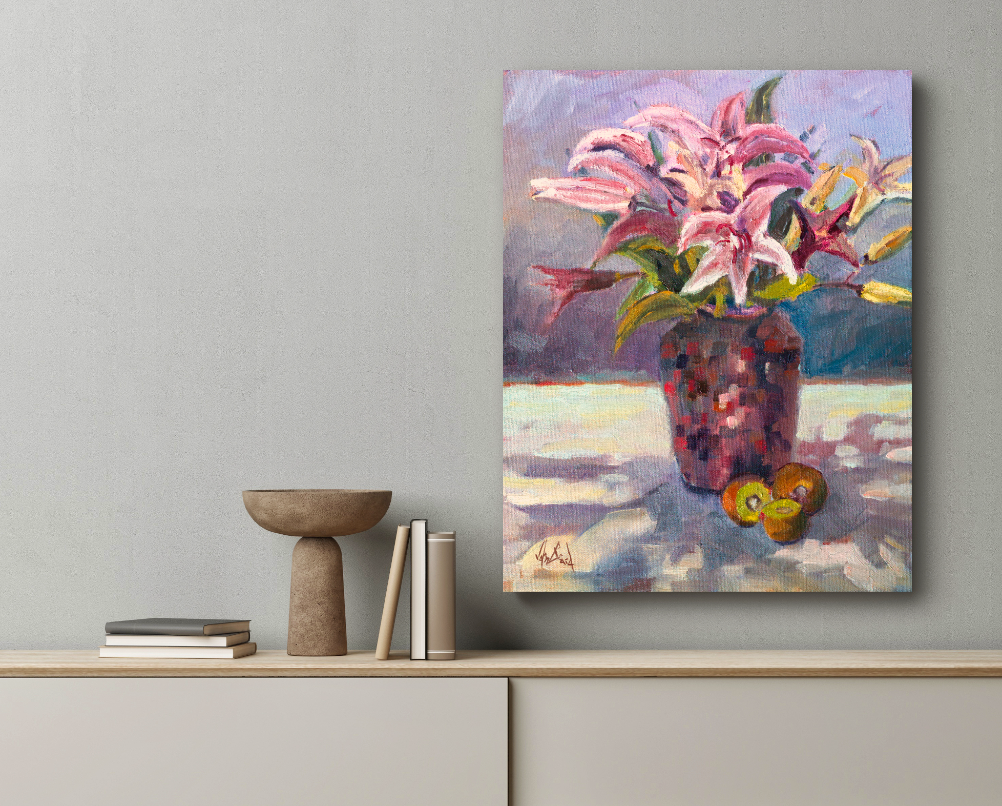 Tiger Lillies Artist Enhanced Canvas Print by John Beard Collection - product image 2 for Resin Society