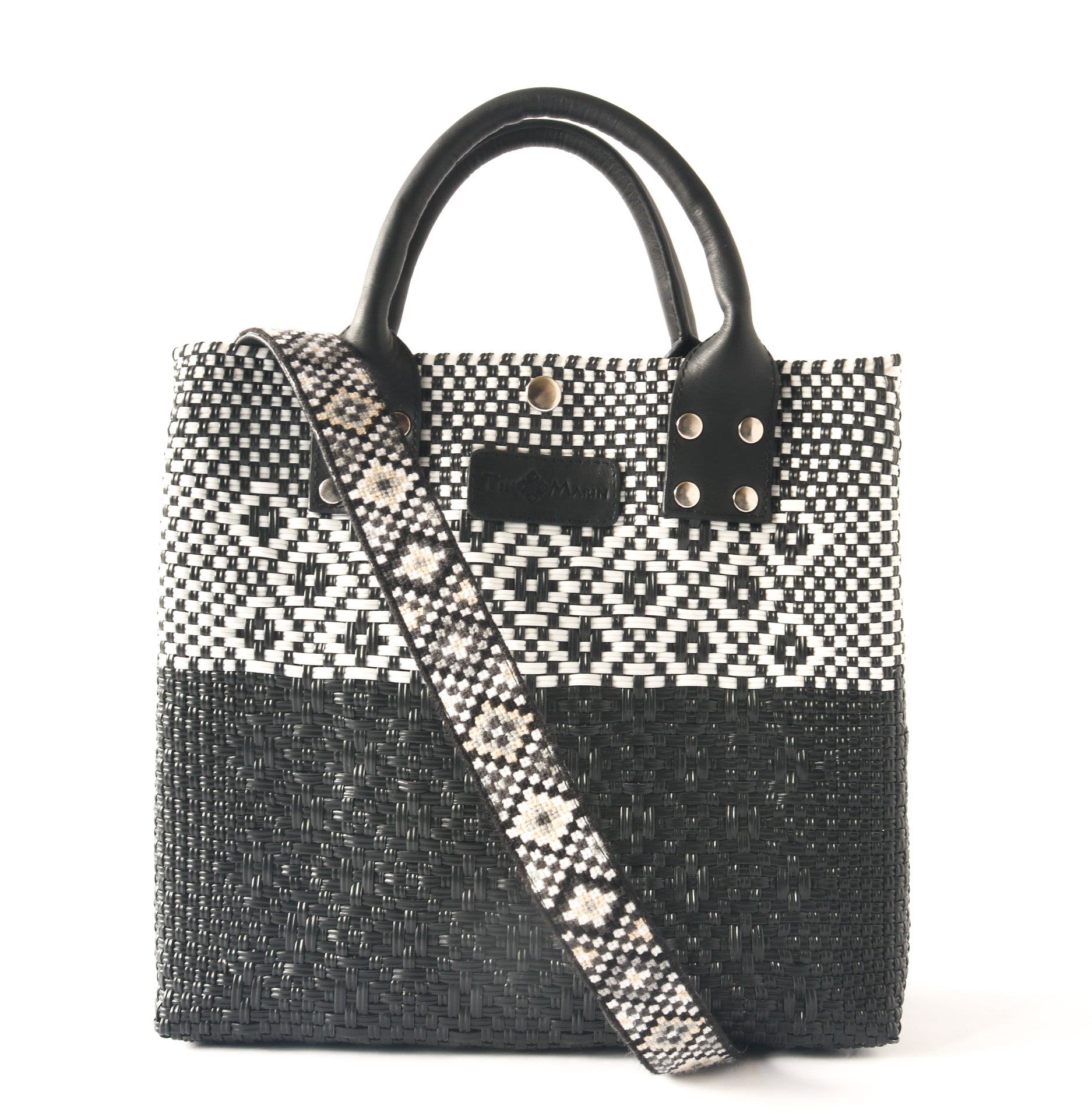 Tin Marin Black Large Woven Crossbody Bag - Black Leather by Tin Marin Brand - product image 5 for Resin Society