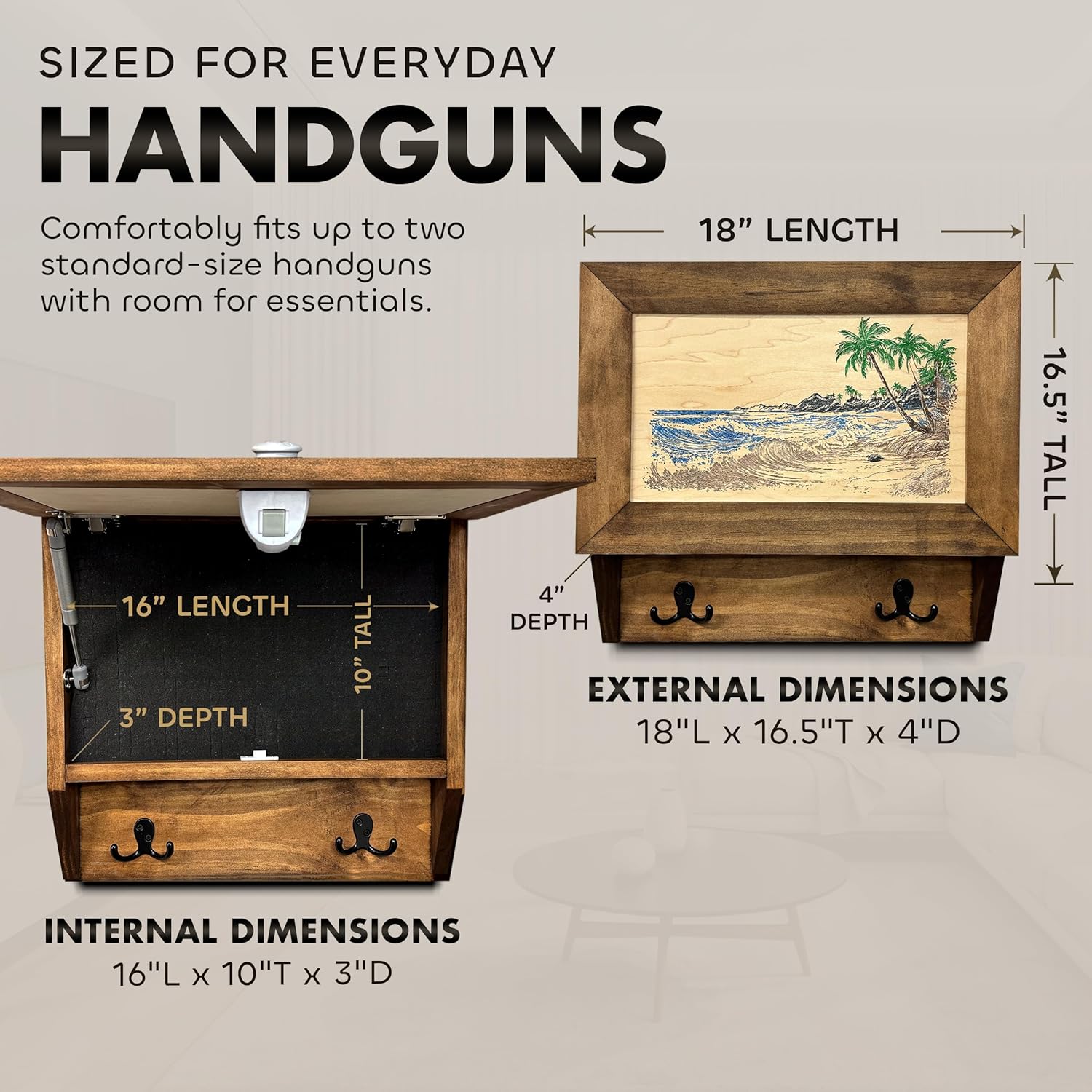 Tropical Paradise Hidden Gun Storage Coat Rack by Bellewood Designs - product image 7 for Resin Society