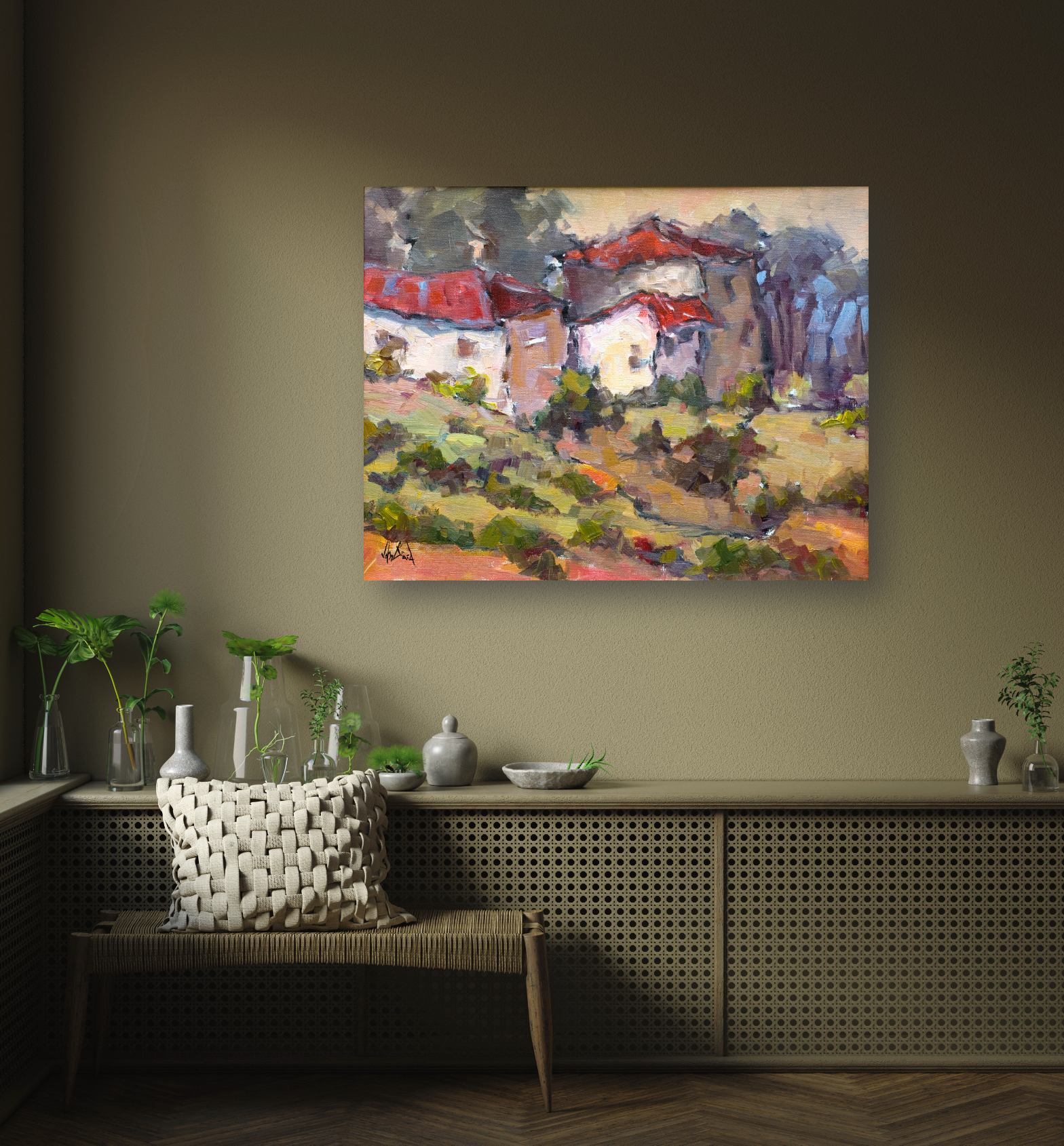 Tuscan Farmhouse Artist Enhanced Canvas Print by John Beard Collection - product image 3 for Resin Society