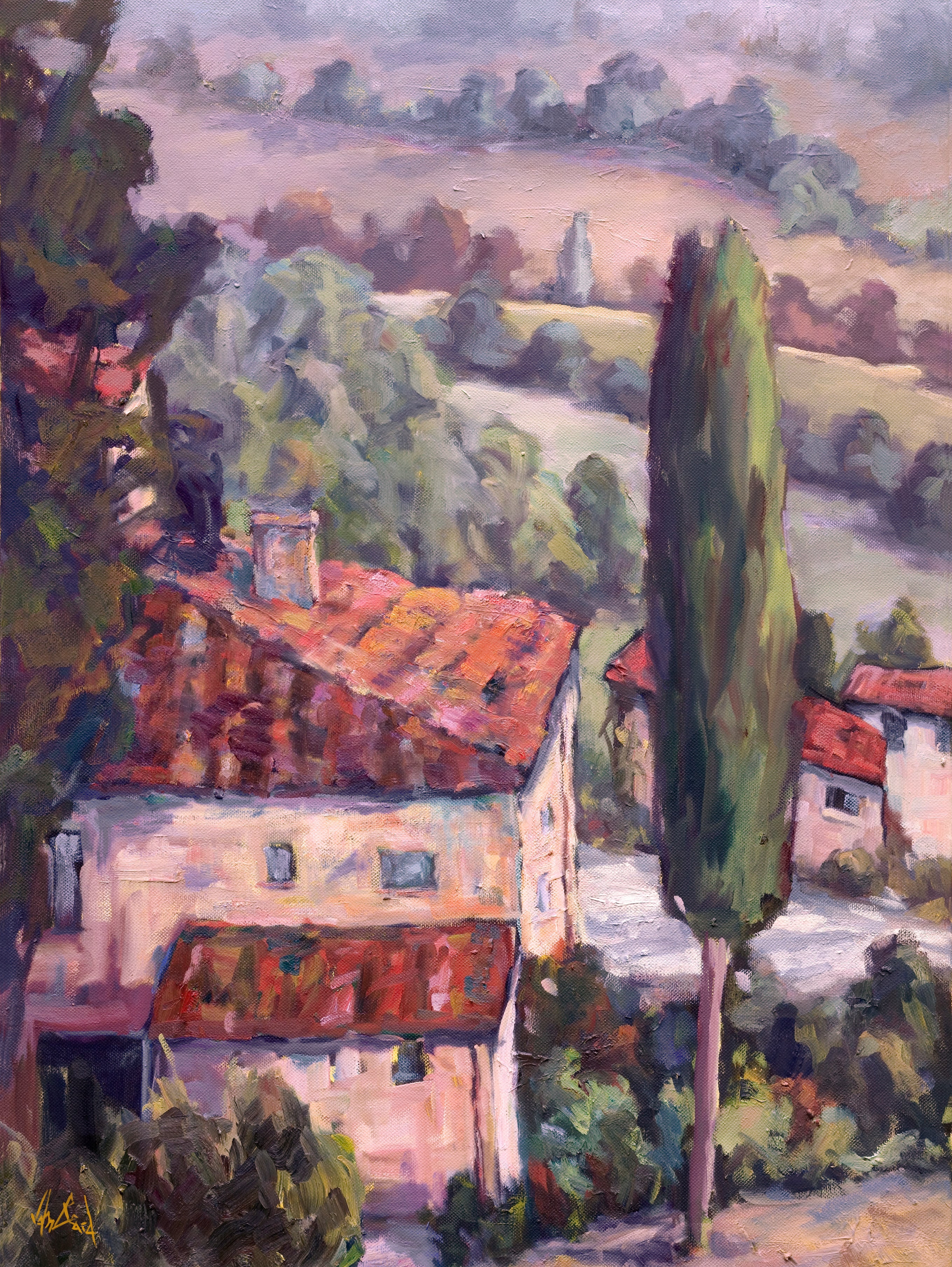 Tuscan Pastures Artist Enhanced Canvas Print by John Beard Collection - main product image for Resin Society