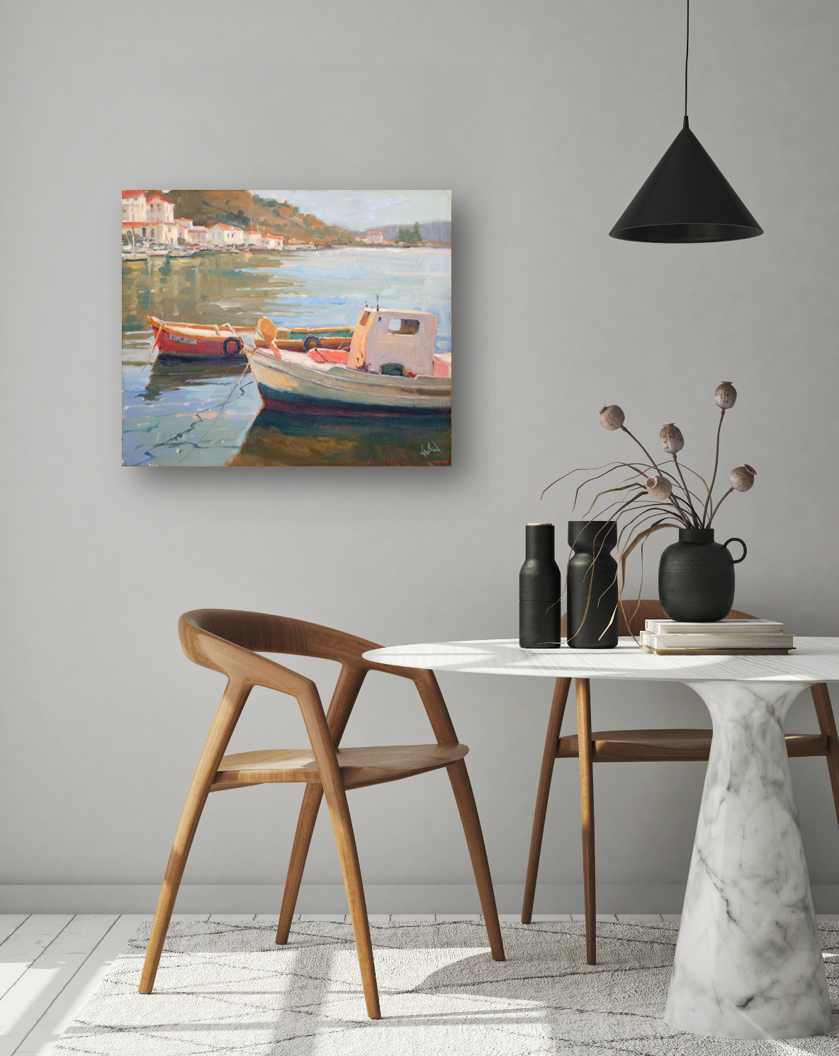Two Boats Artist Enhanced Canvas Print by John Beard Collection - product image 3 for Resin Society