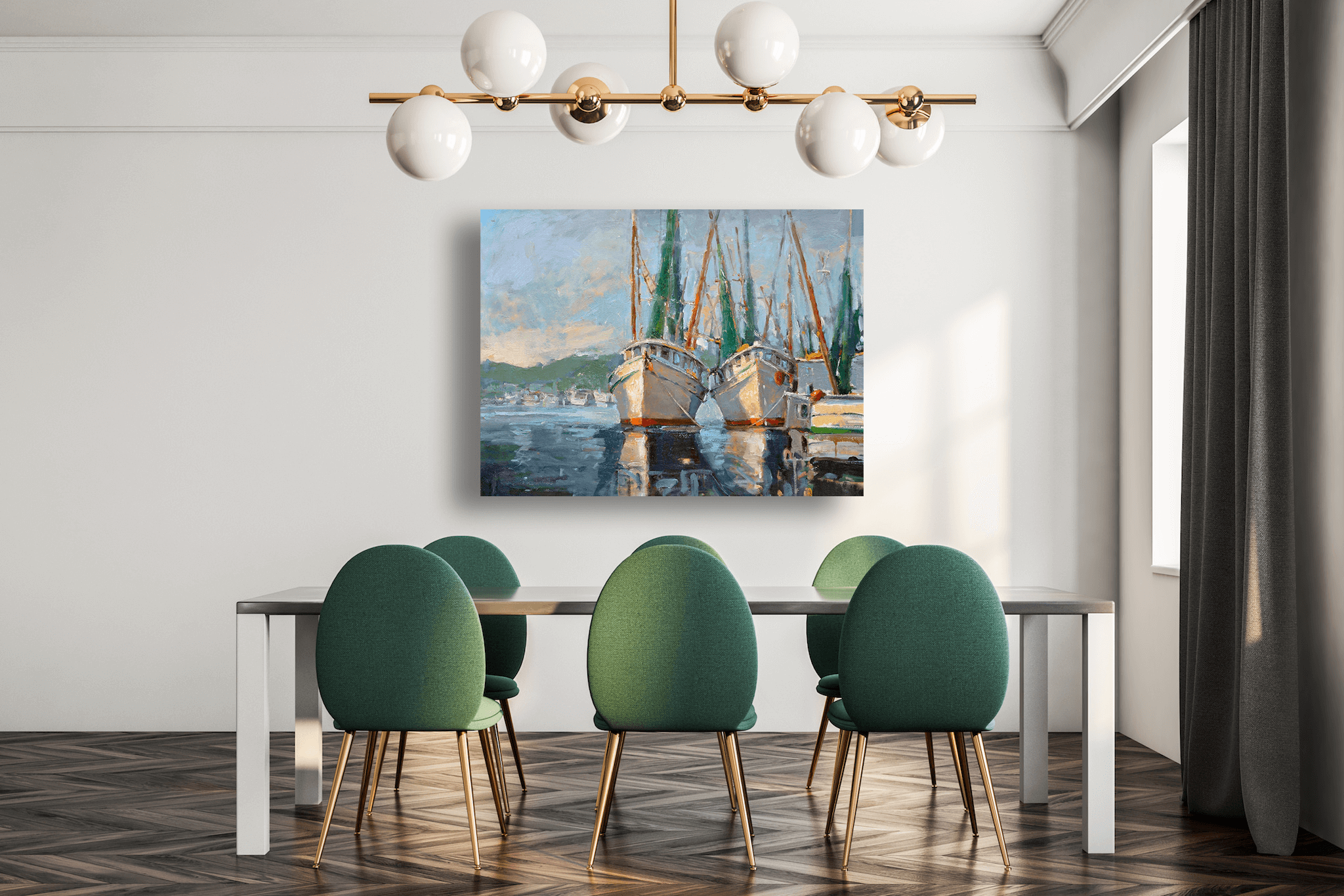 Two Shrimp Boats Artist Enhanced Canvas Print by John Beard Collection - product image 2 for Resin Society