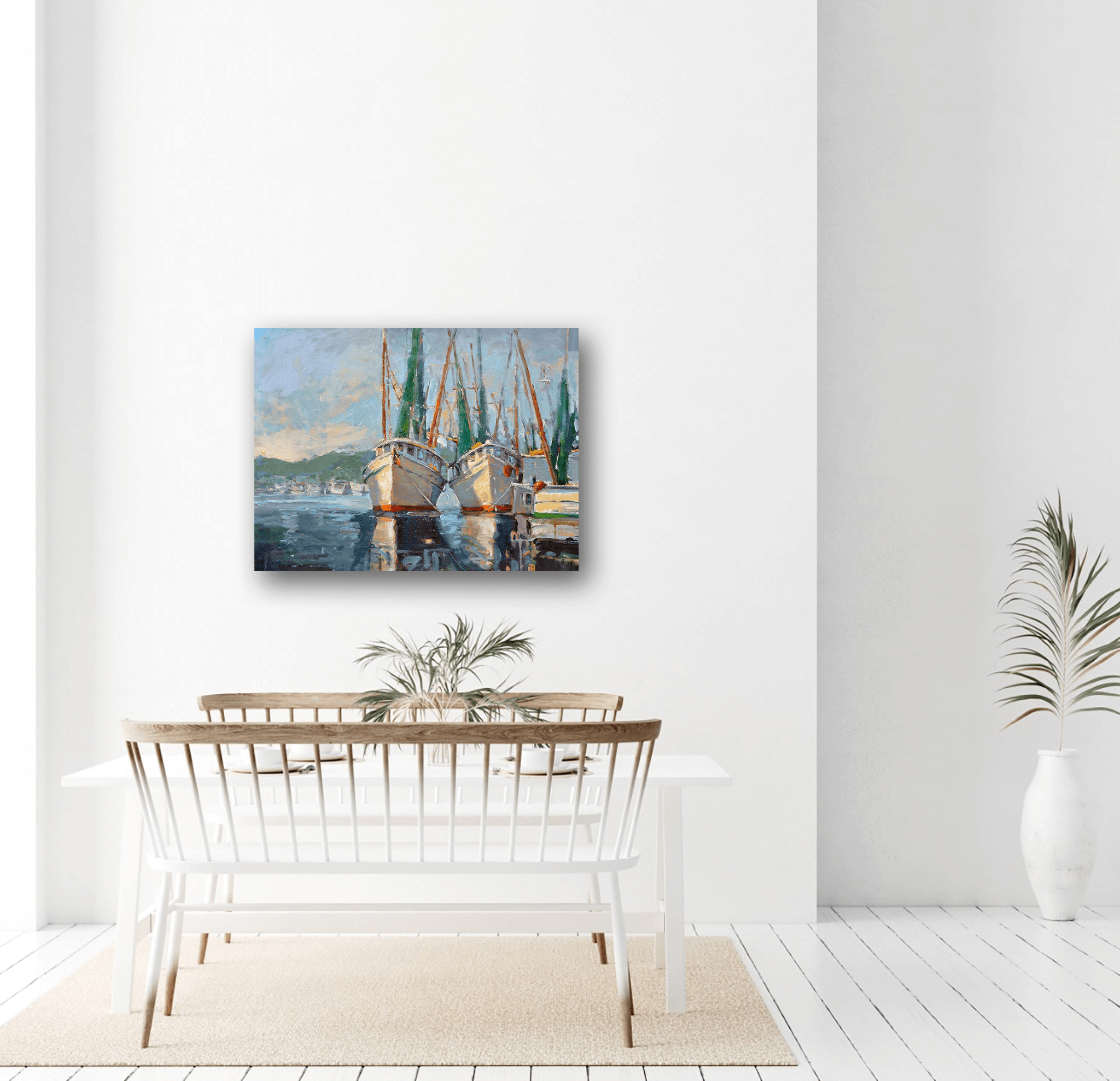 Two Shrimp Boats Artist Enhanced Canvas Print by John Beard Collection - product image 4 for Resin Society