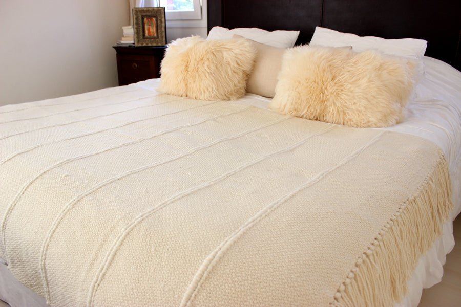 Designer Fringed Striped Throw by Homelosophy